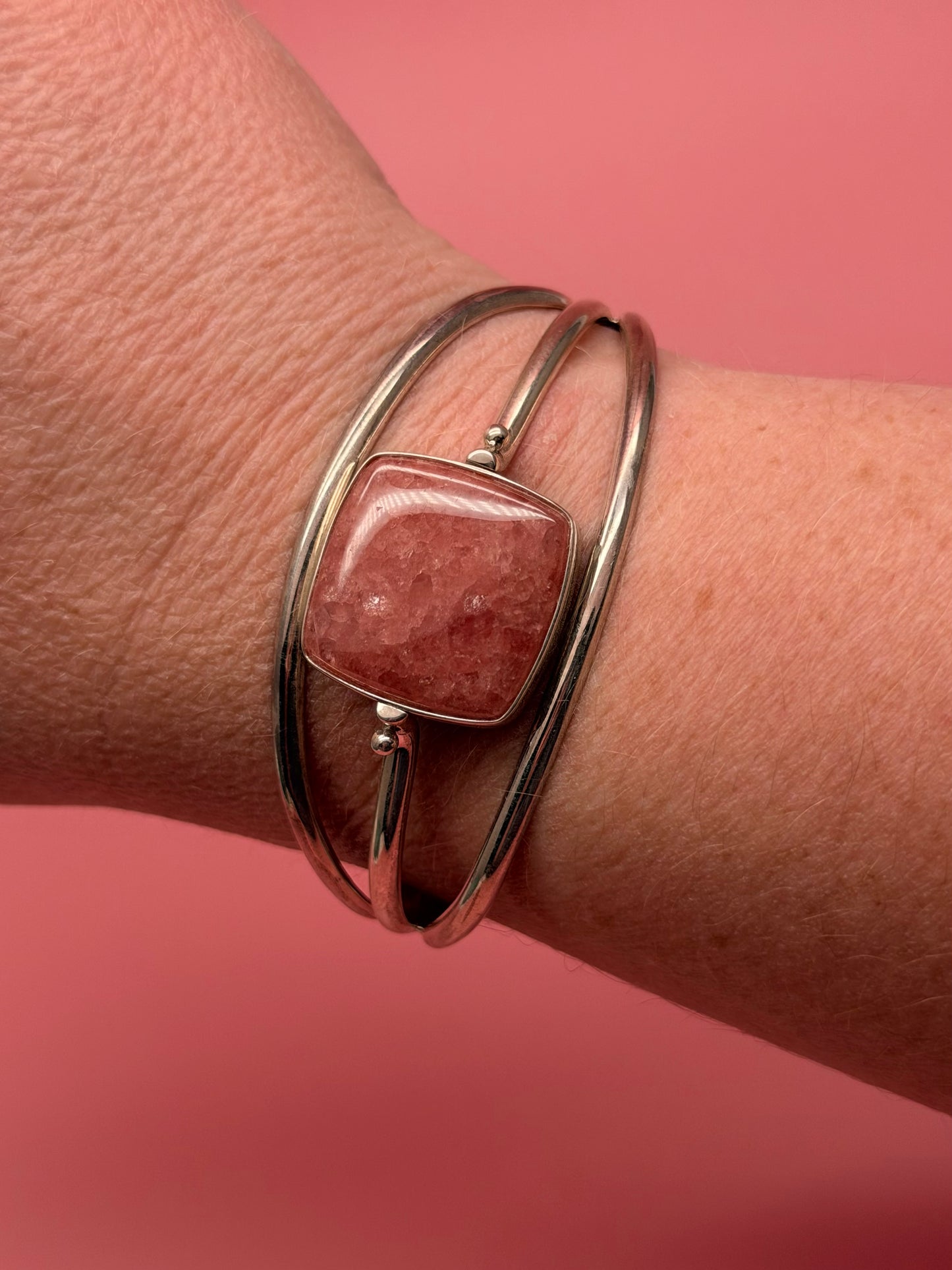 Reversible Lapis & Pink Tourmaline Sterling Silver Cuff