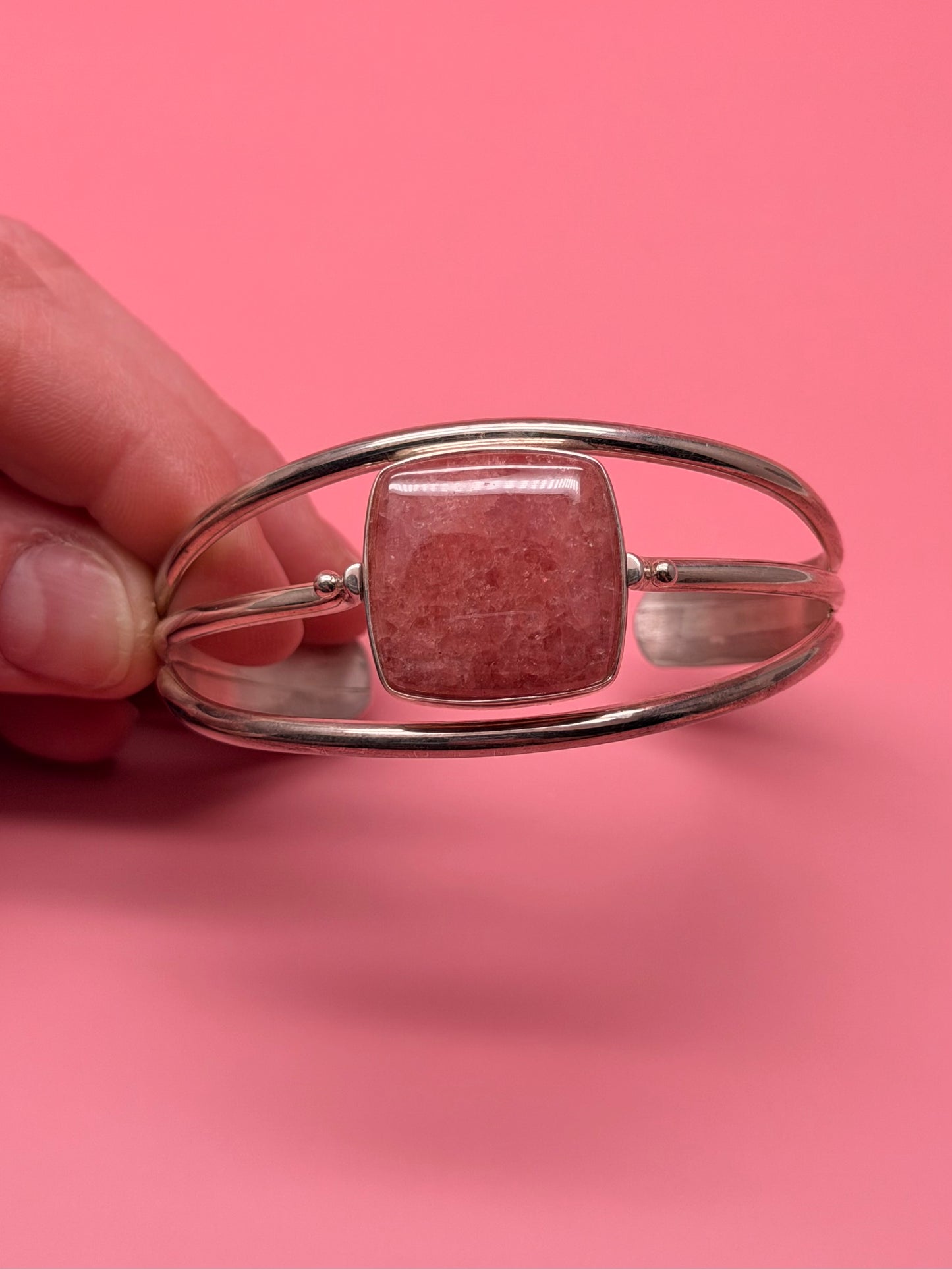 Reversible Lapis & Pink Tourmaline Sterling Silver Cuff