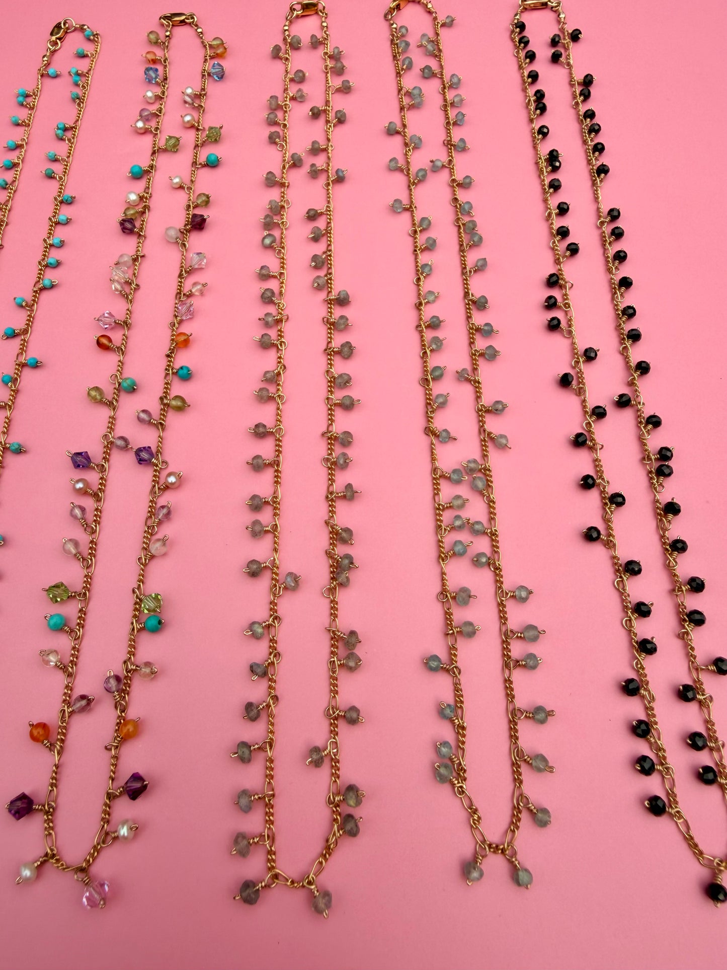 16" Goldfilled Gem Charm Stacking Necklace