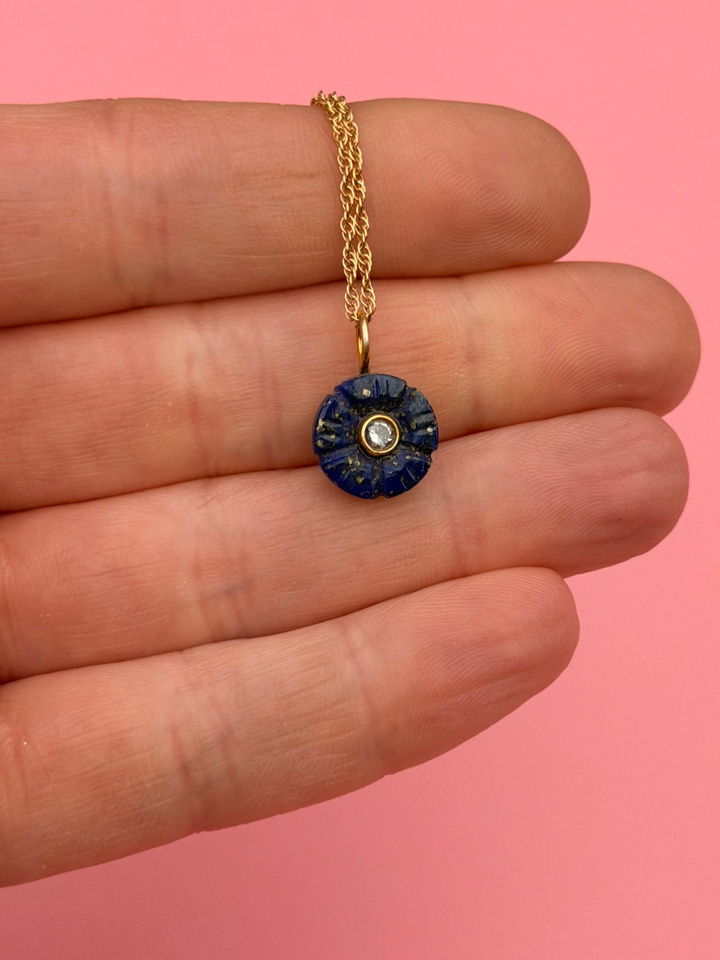 18" Carved Stone Goldfilled Charm Necklace
