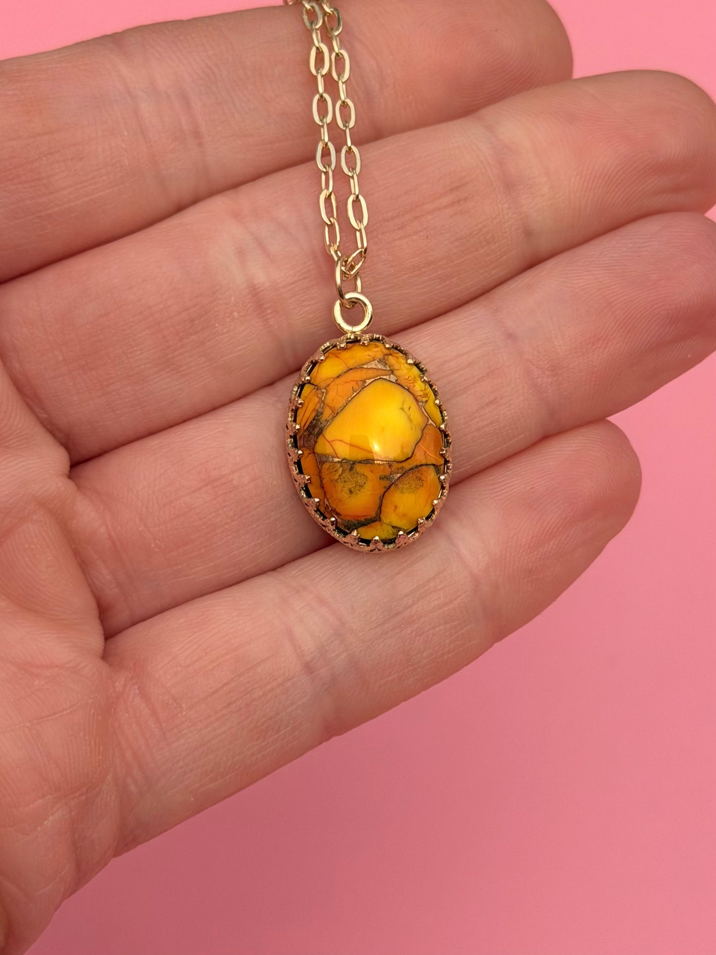 Mystic Visions Handcut Goldfilled Gemstone Necklace