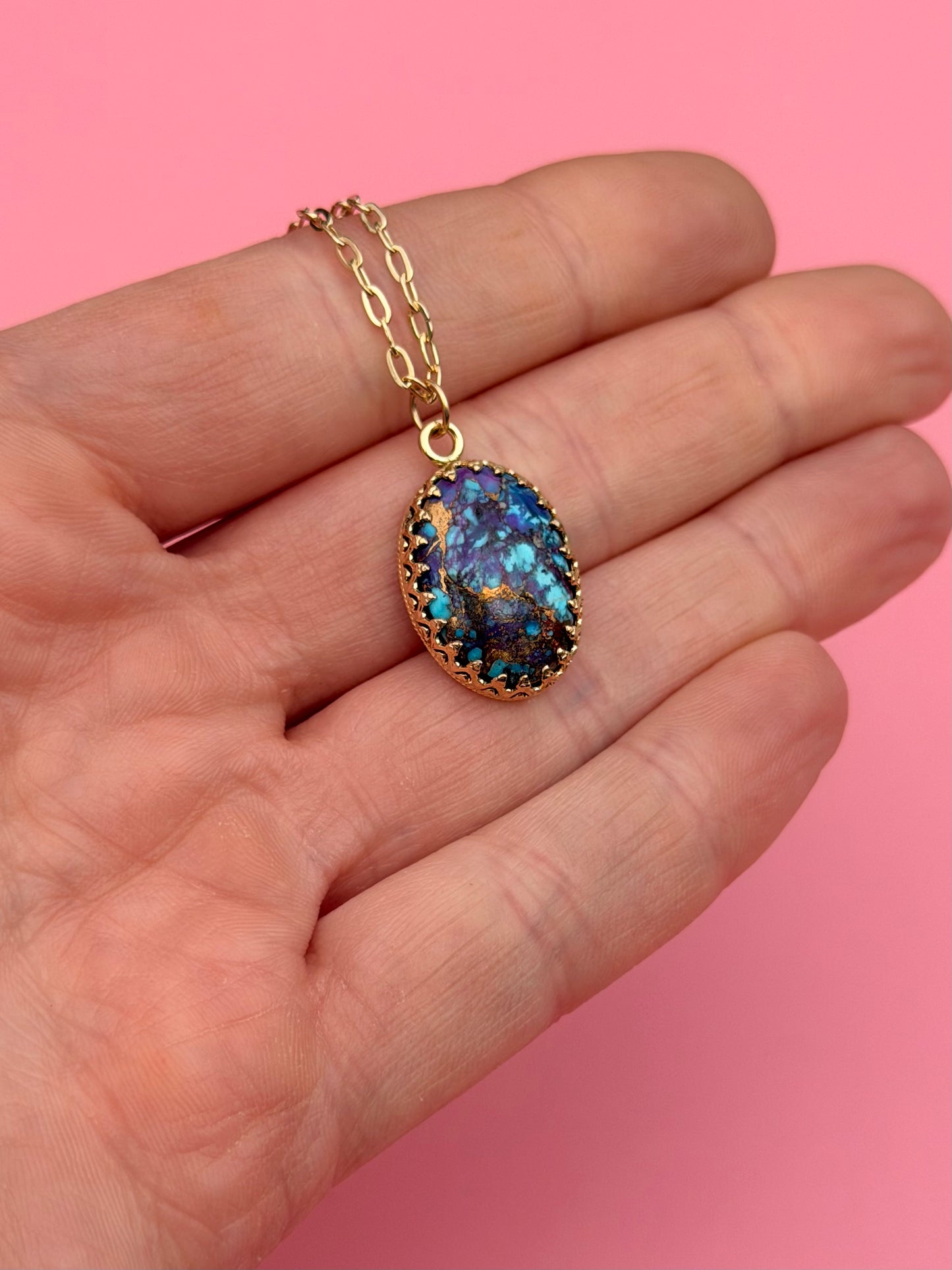 Mystic Visions Handcut Goldfilled Gemstone Necklace