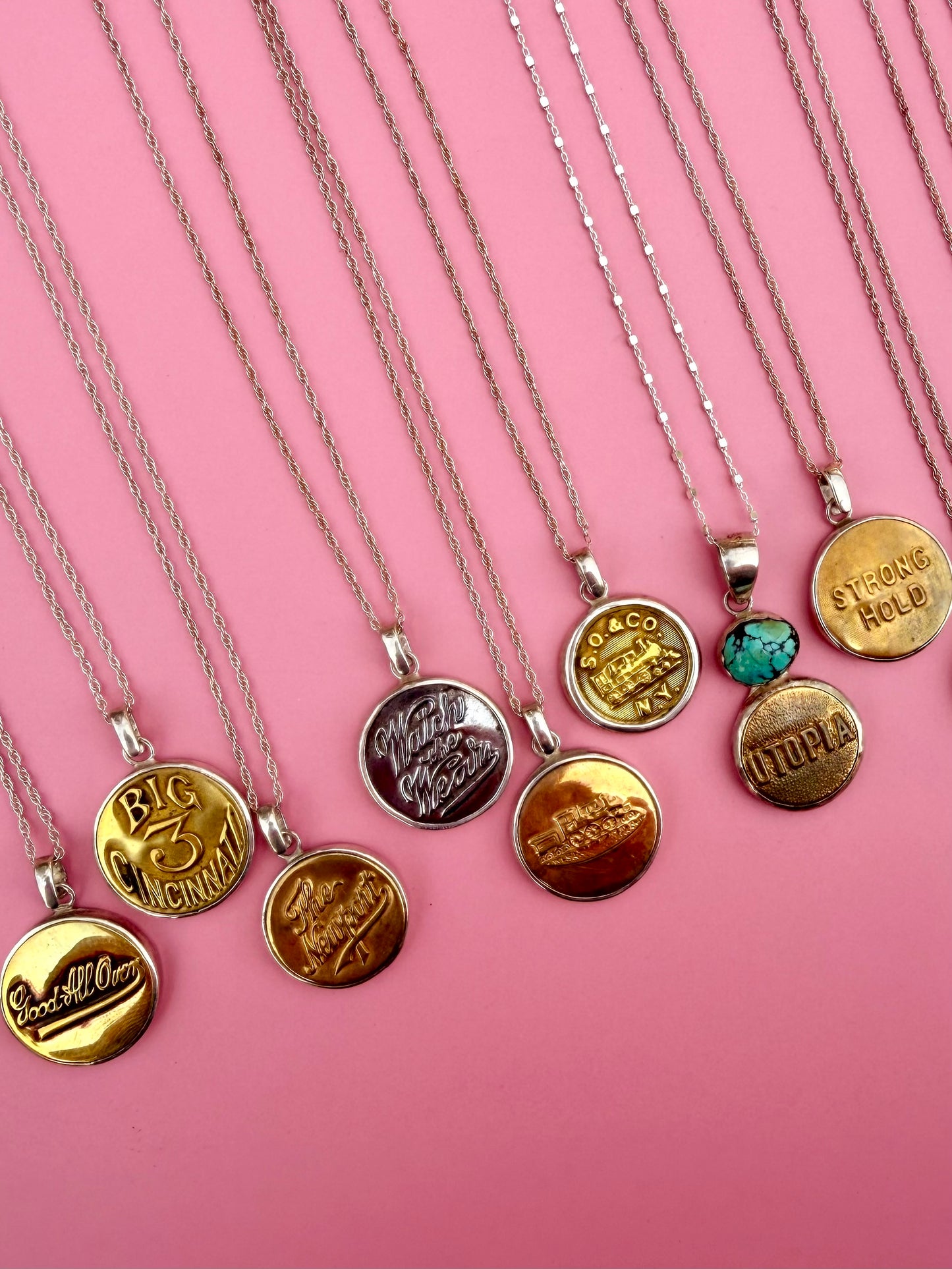 "S.O. & CO NY" Railroad Union Worker Button Necklace