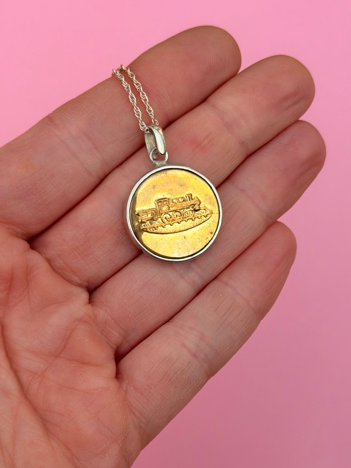 Railroad Union Worker Button Necklace