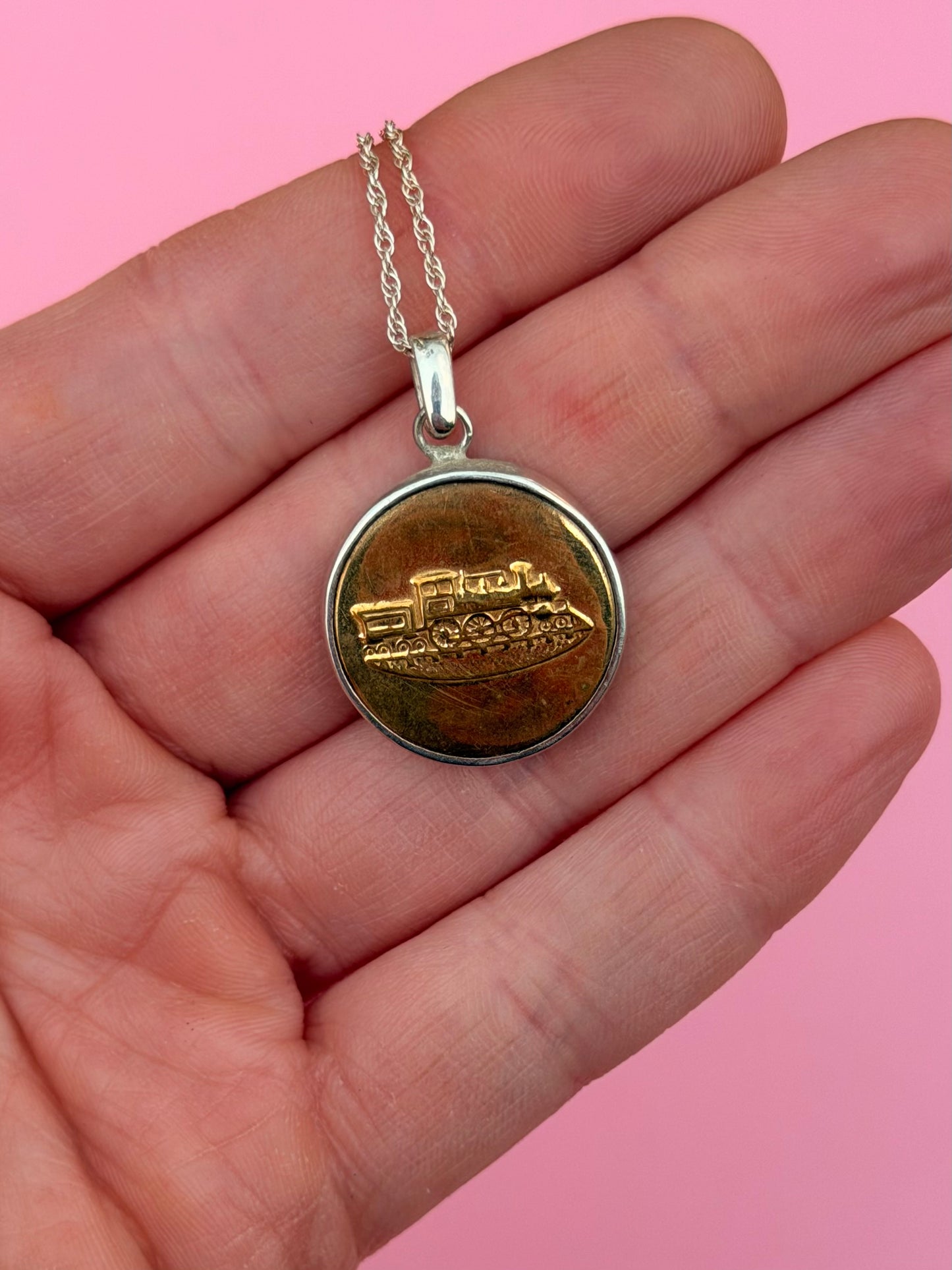 Railroad Union Worker Button Necklace