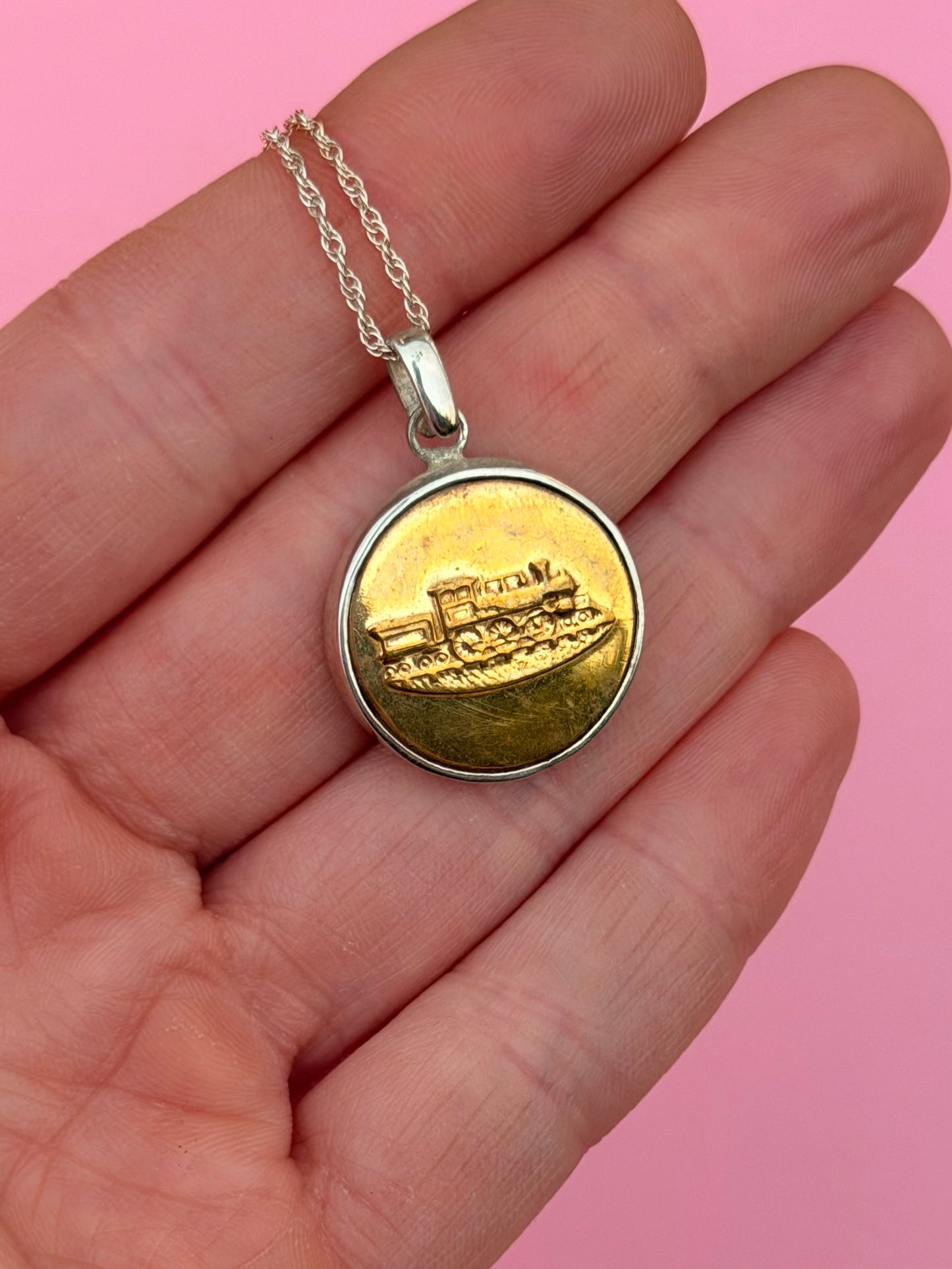 Railroad Union Worker Button Necklace