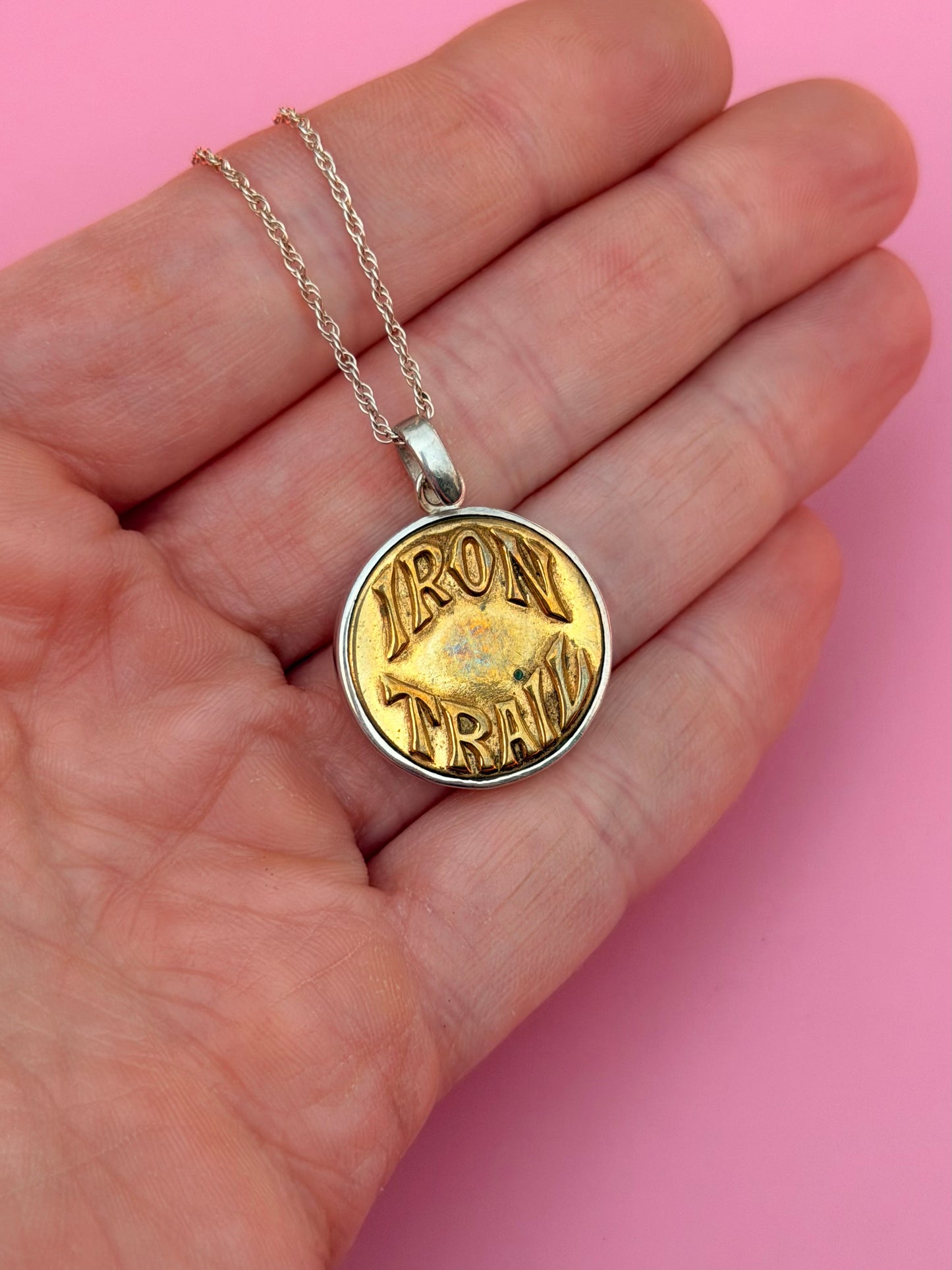 "Iron Trail" Union Worker Button Necklace