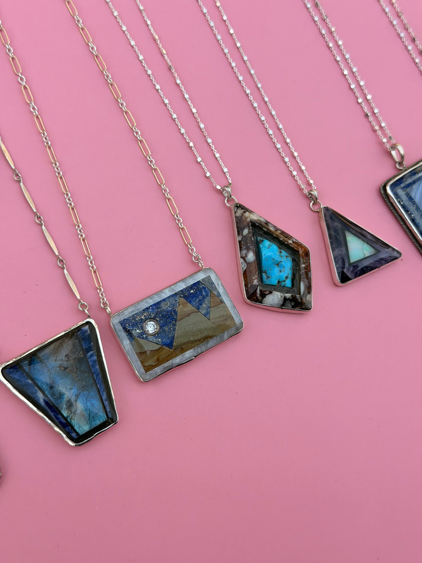Amethyst & Opal Intarsia Necklace