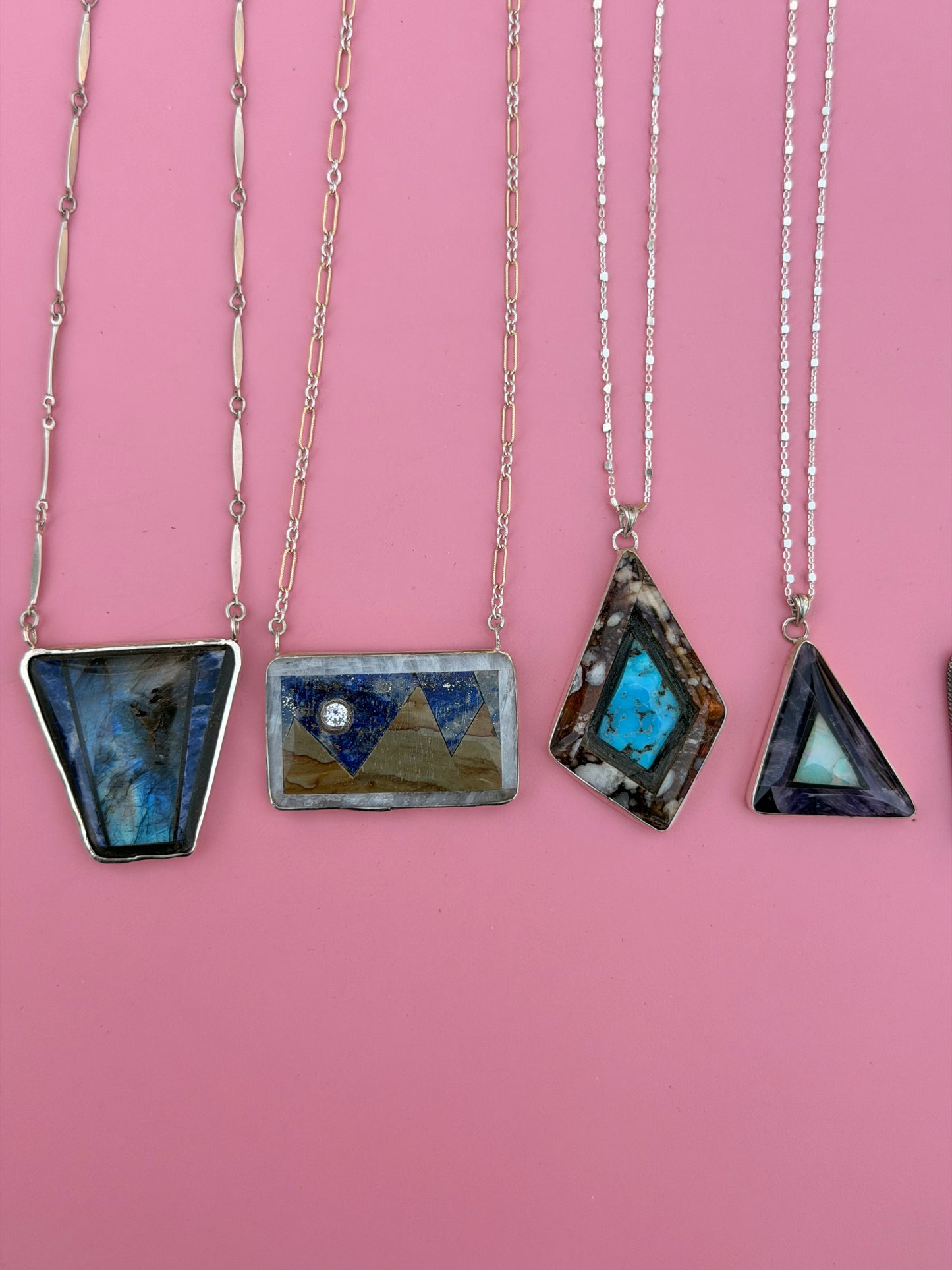 Labradorite & Lapis Intarsia Necklace