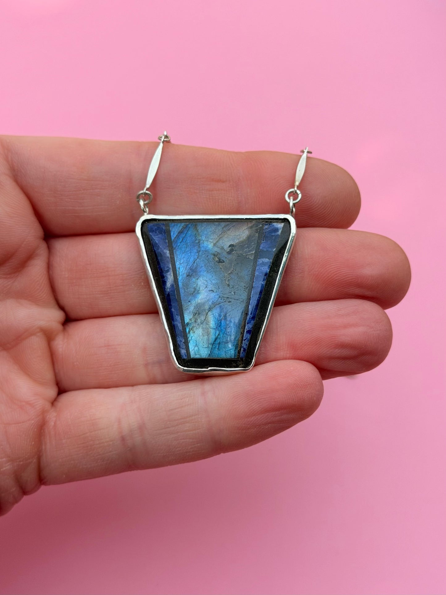 Labradorite & Lapis Intarsia Necklace