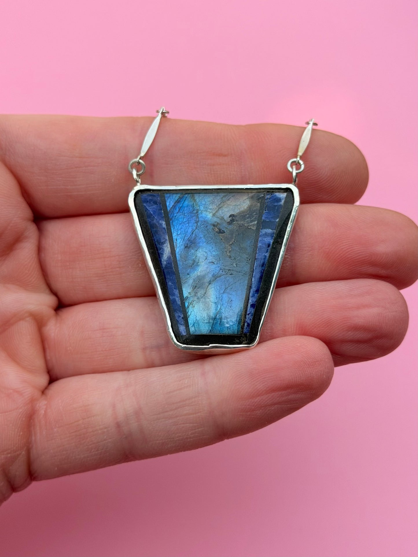 Labradorite & Lapis Intarsia Necklace