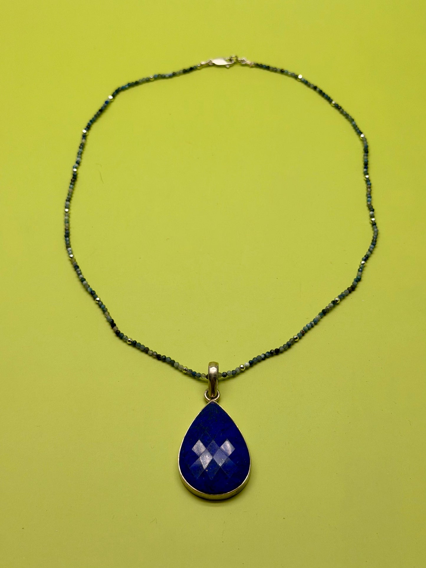 Vintage Lapis Pendant On Faceted Lapis Strand