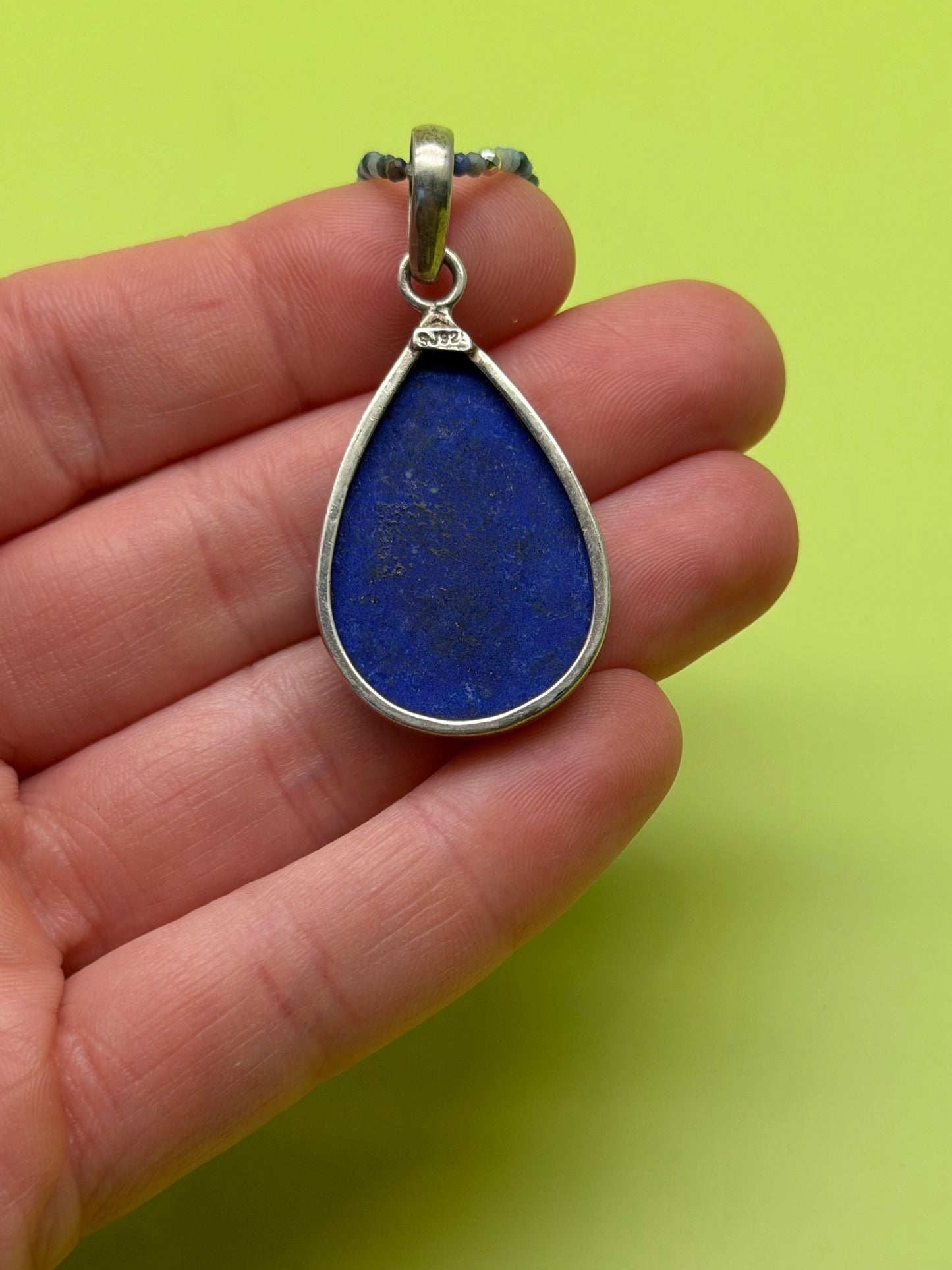 Vintage Lapis Pendant On Faceted Lapis Strand