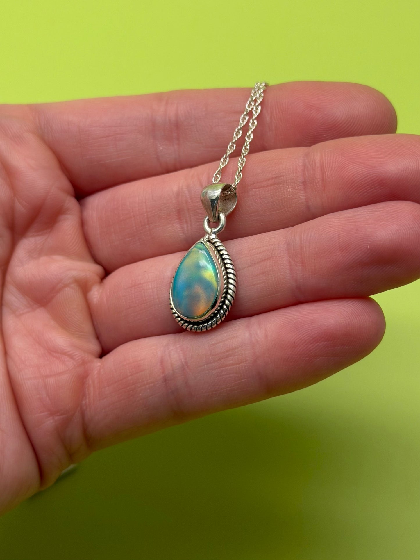 Sterling Silver Aurora Opal Necklace