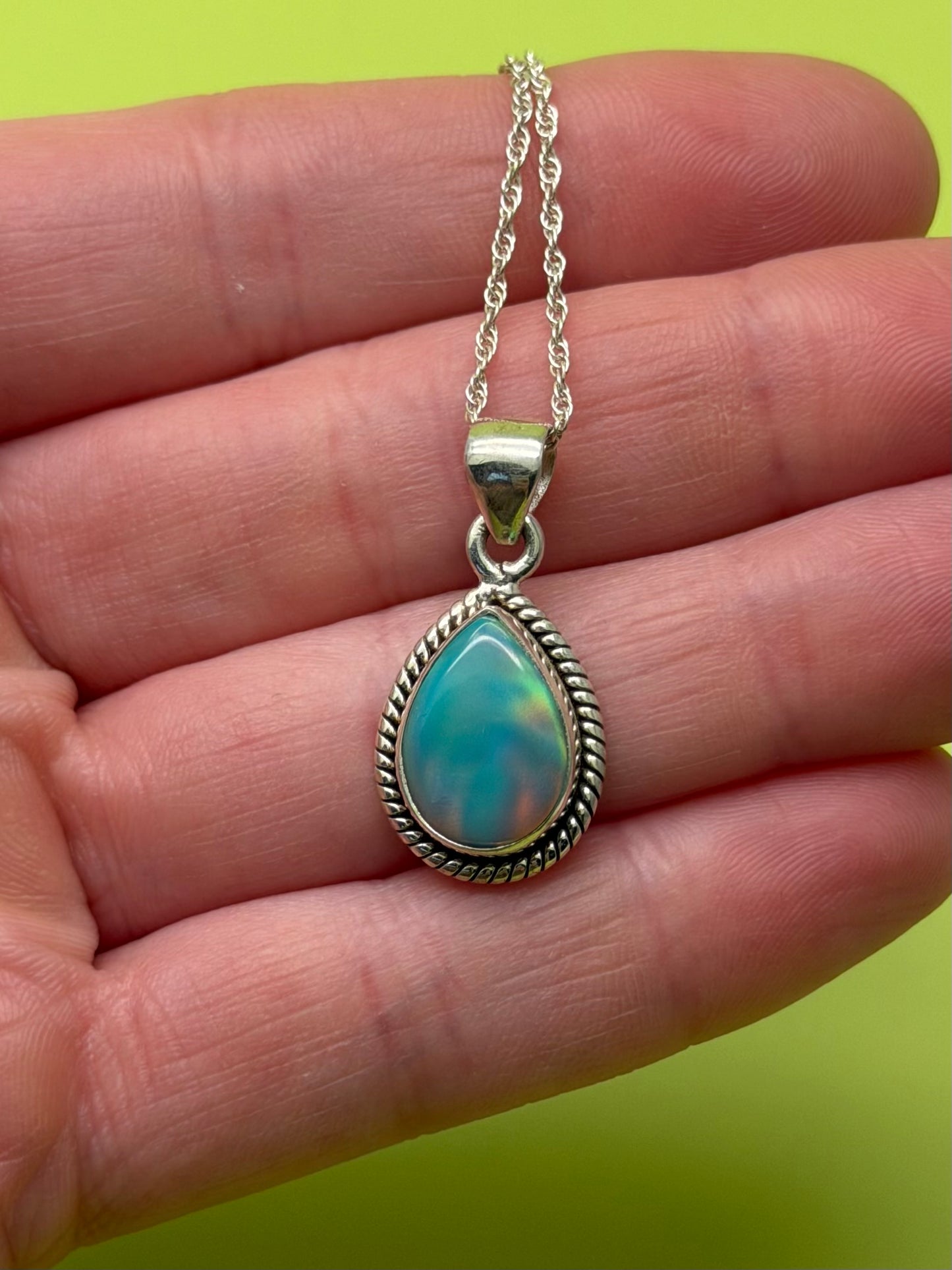 Sterling Silver Aurora Opal Necklace