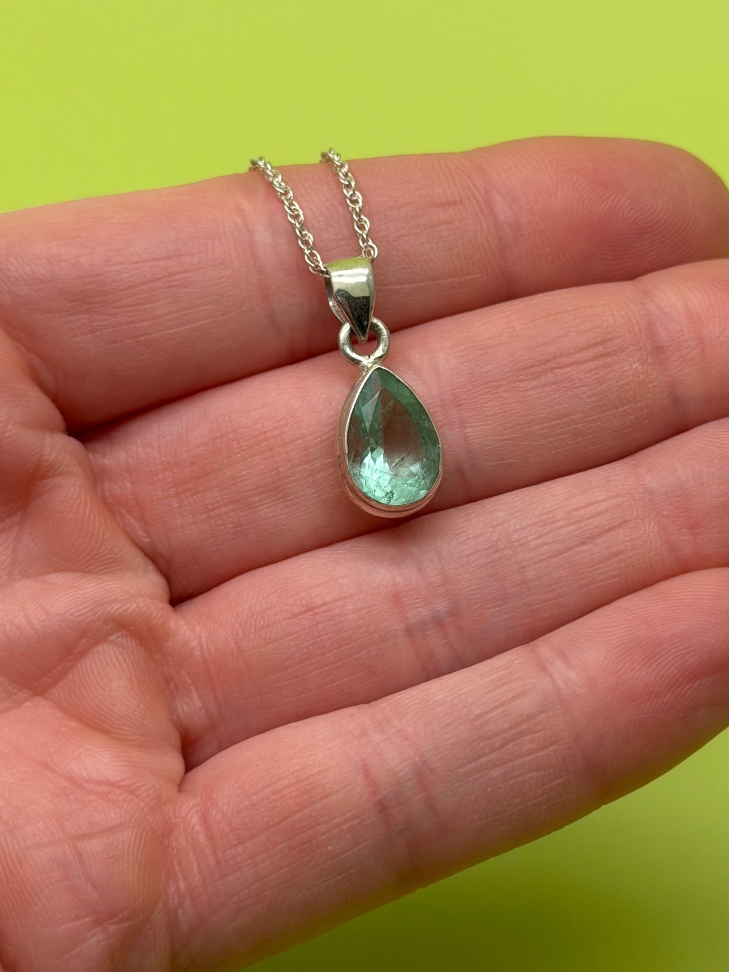 Sterling Silver Seafoam Green Fluorite Necklace