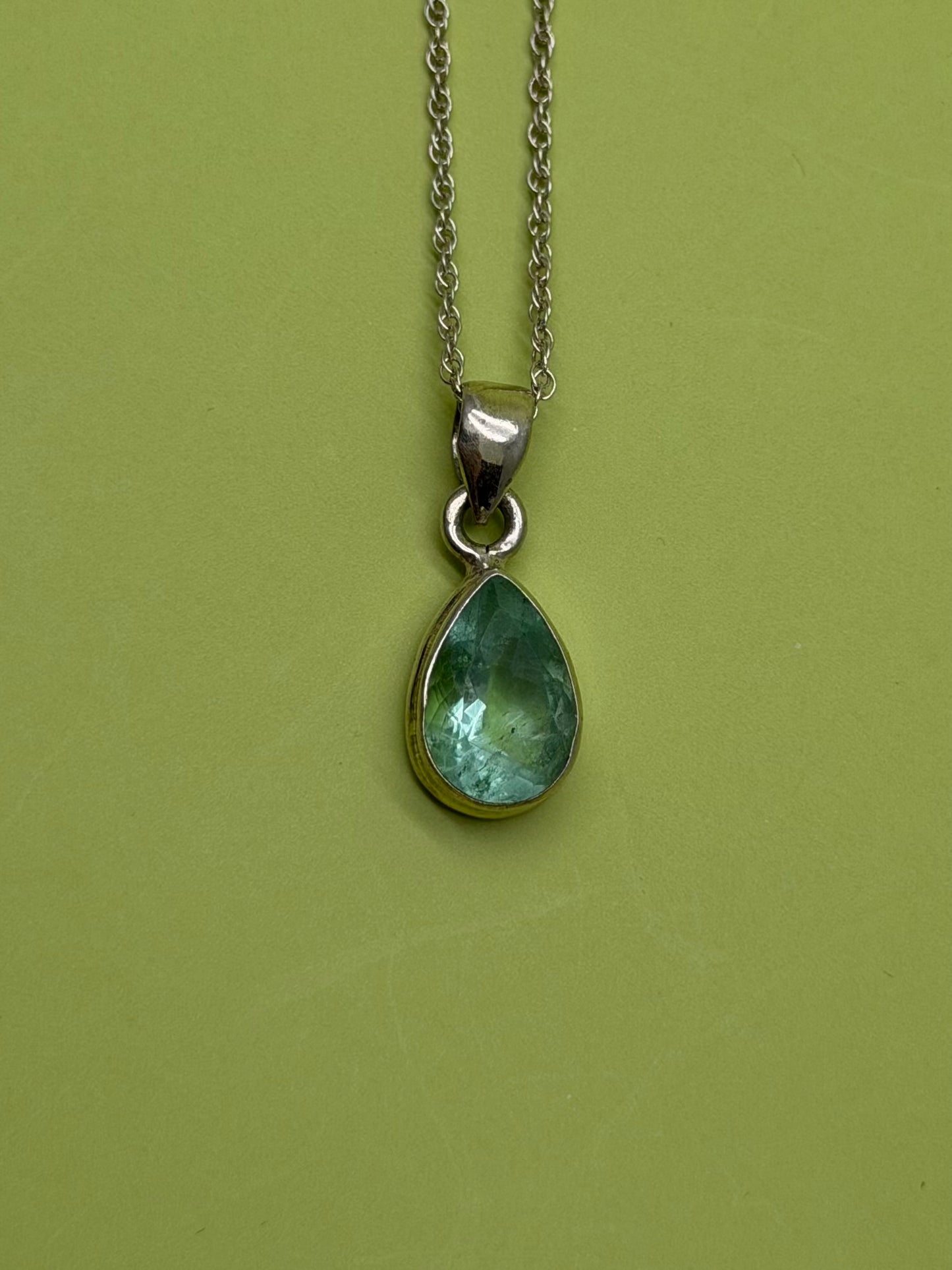 Sterling Silver Seafoam Green Fluorite Necklace