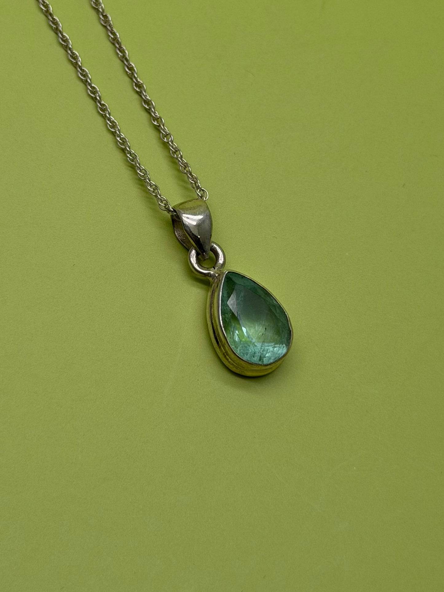 Sterling Silver Seafoam Green Fluorite Necklace