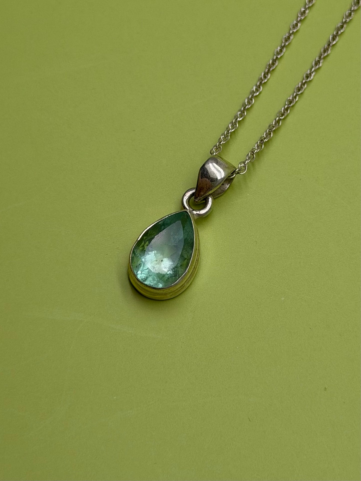 Sterling Silver Seafoam Green Fluorite Necklace