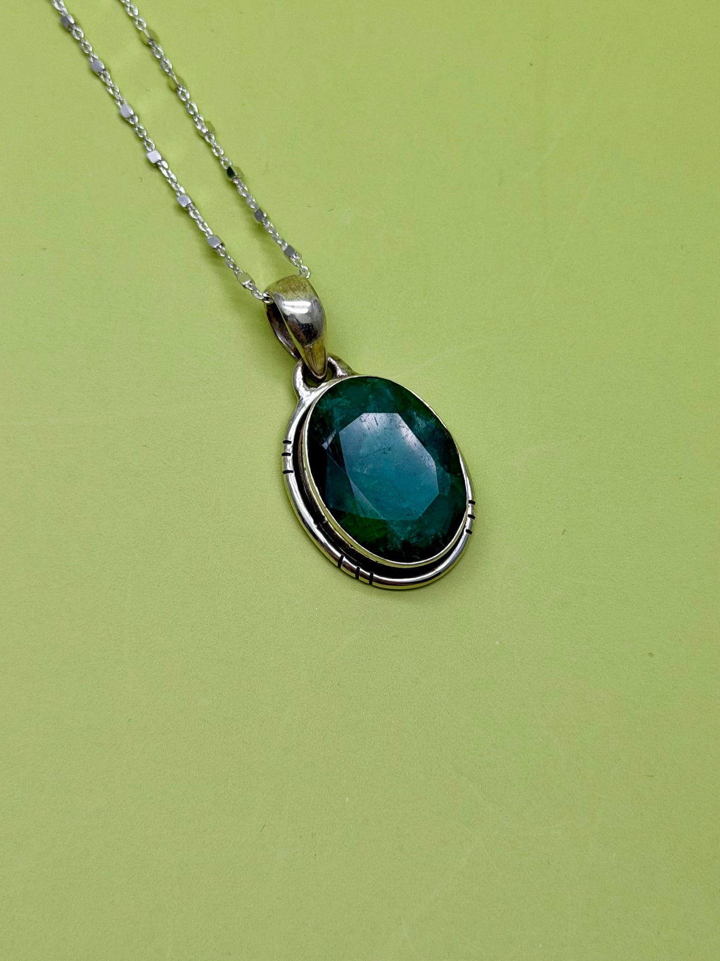 Sterling Silver Emerald Necklace