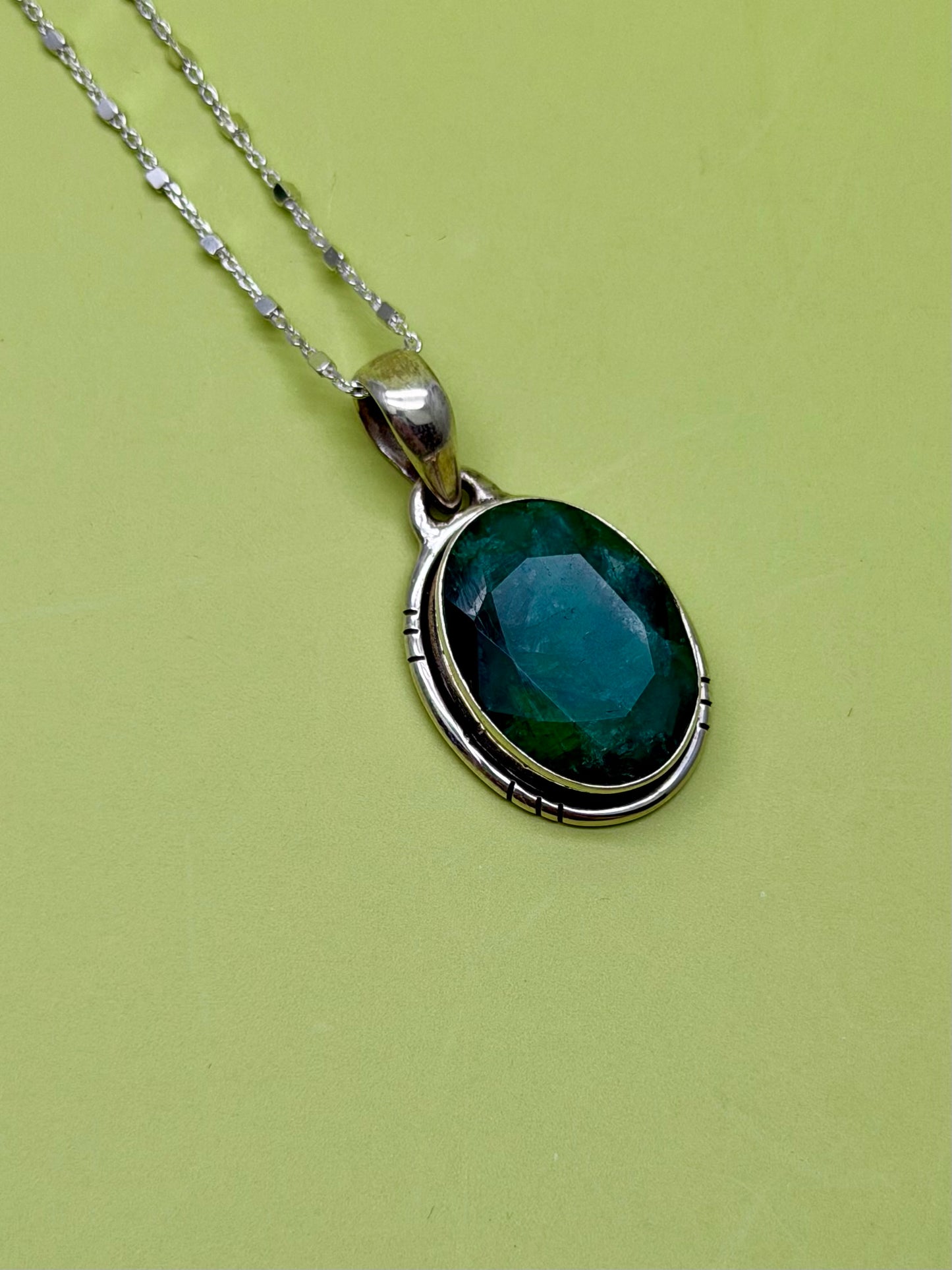 Sterling Silver Emerald Necklace