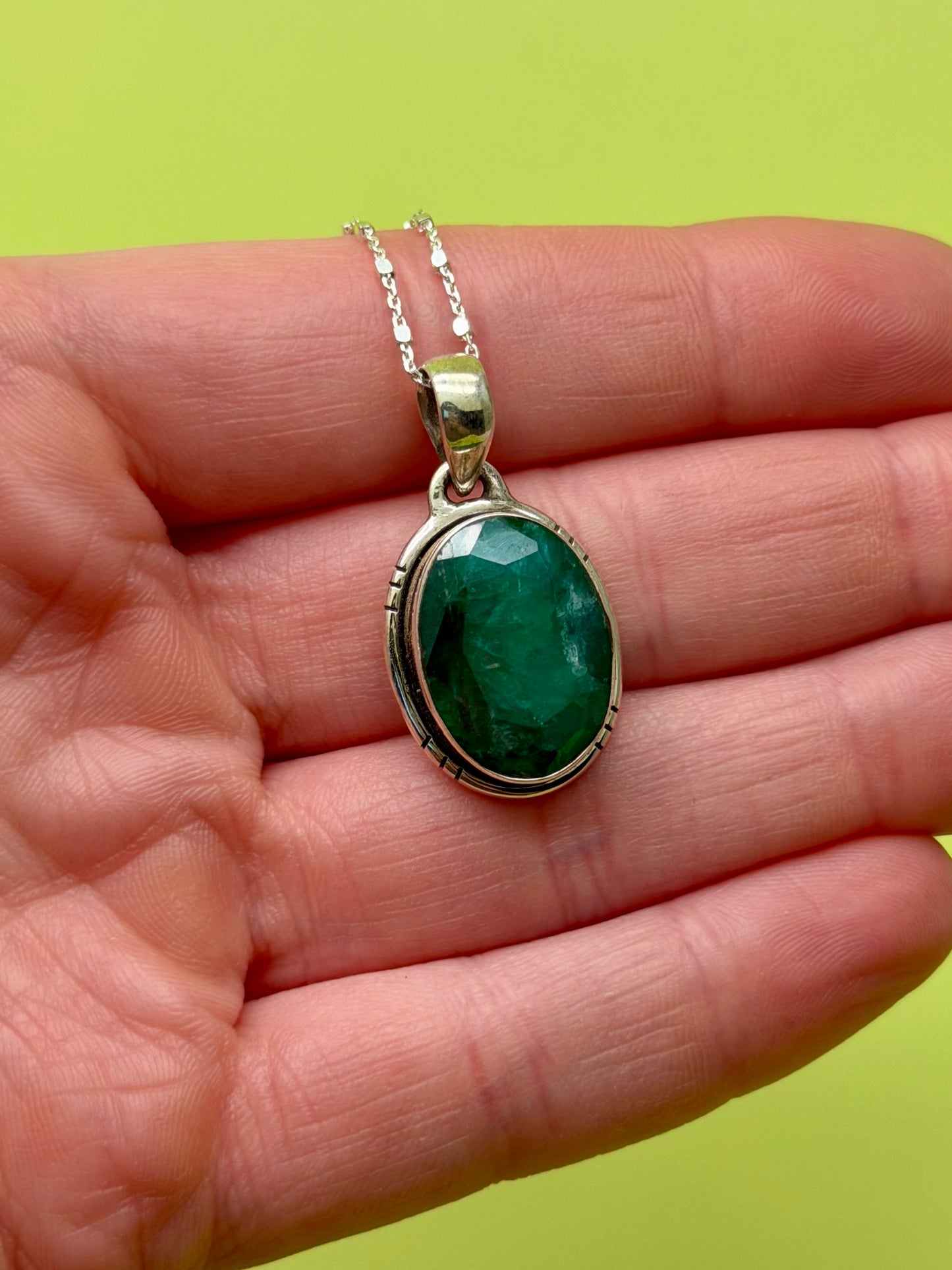 Sterling Silver Emerald Necklace