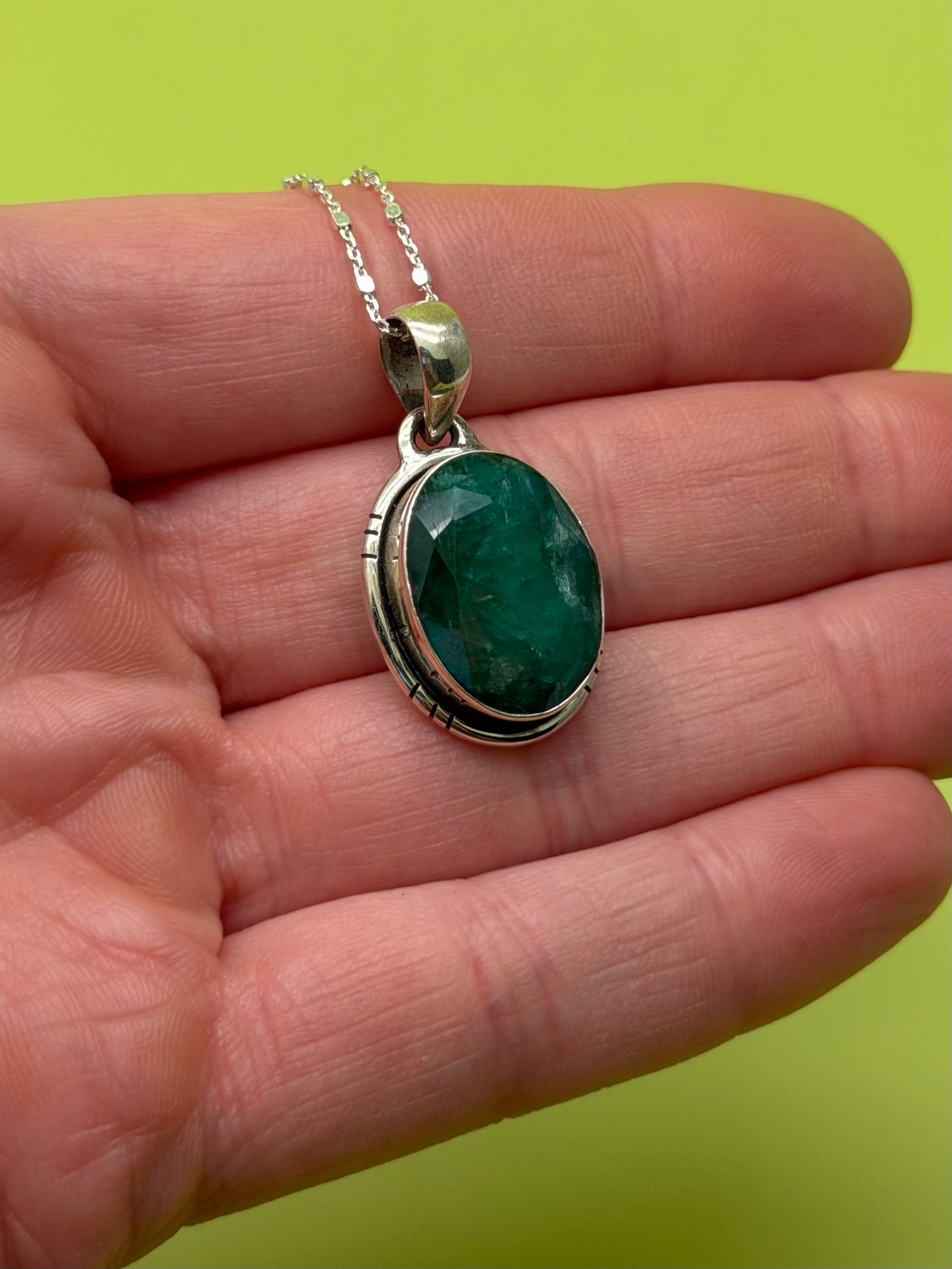 Sterling Silver Emerald Necklace