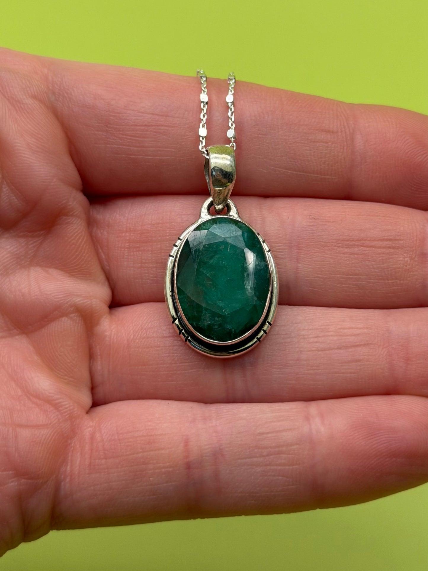 Sterling Silver Emerald Necklace