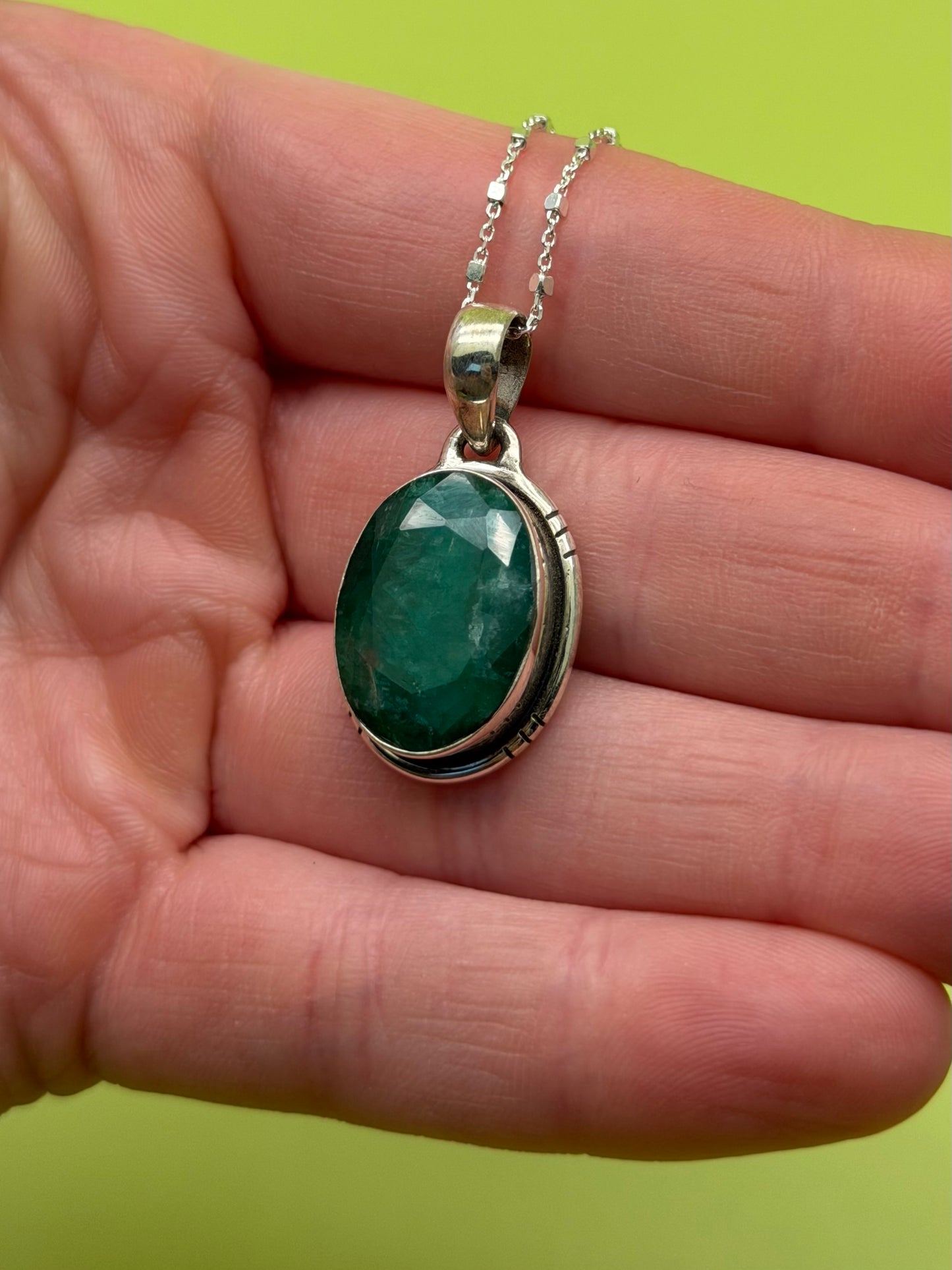 Sterling Silver Emerald Necklace
