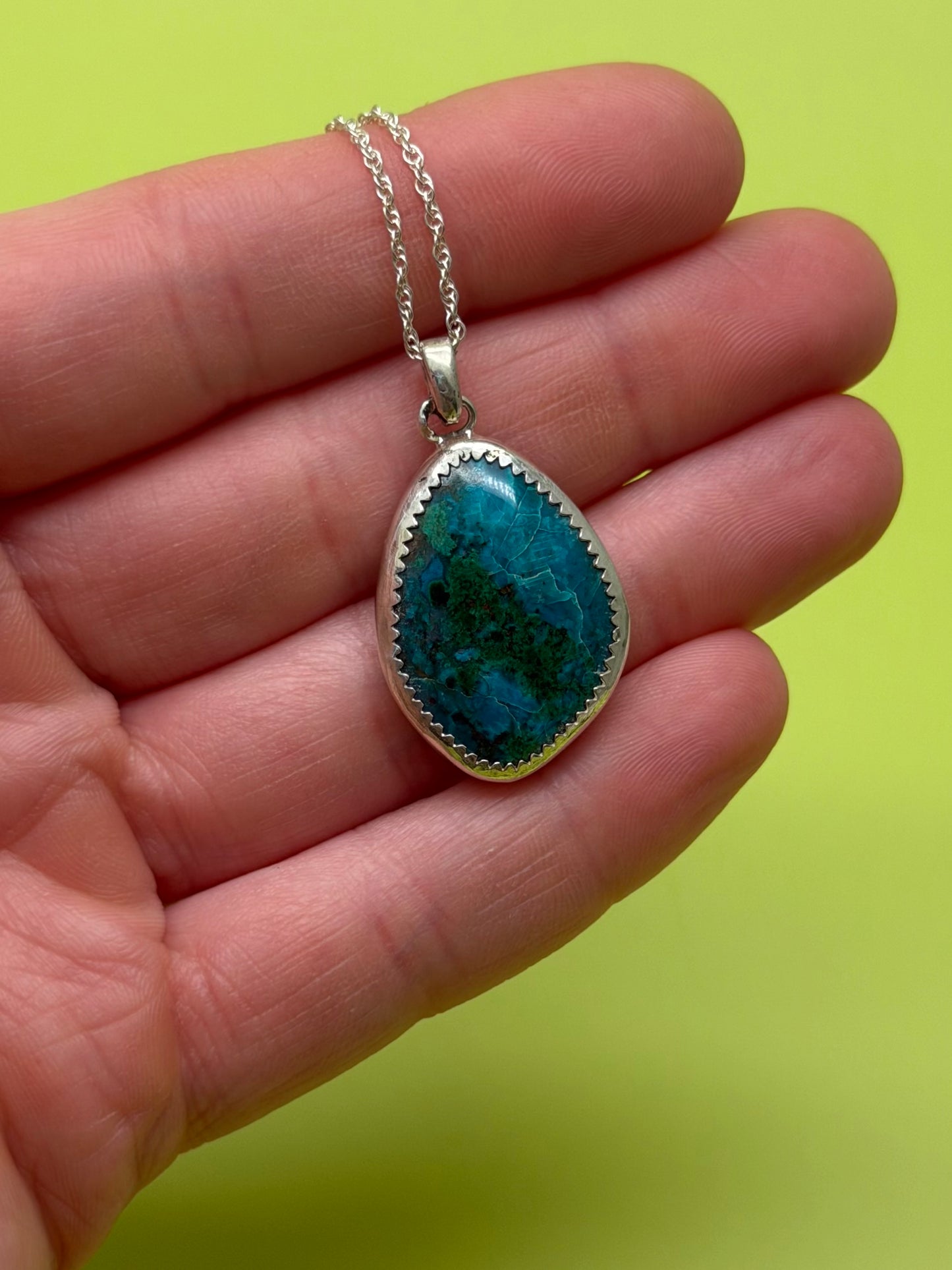 Sterling Silver Blue Opalina Necklace