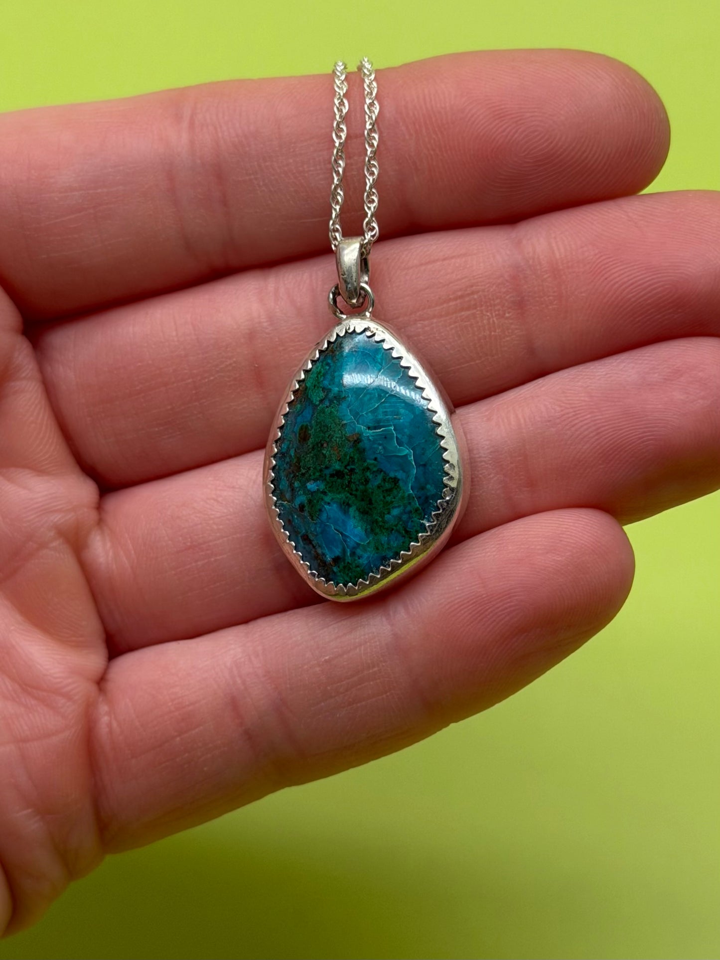 Sterling Silver Blue Opalina Necklace