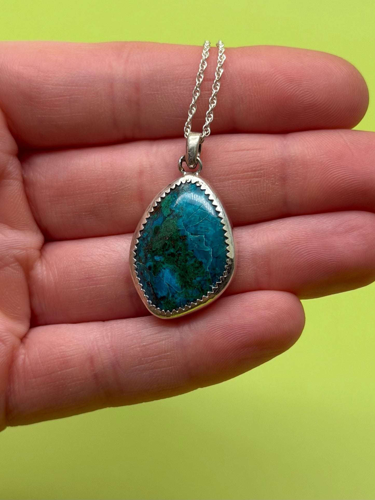 Sterling Silver Blue Opalina Necklace