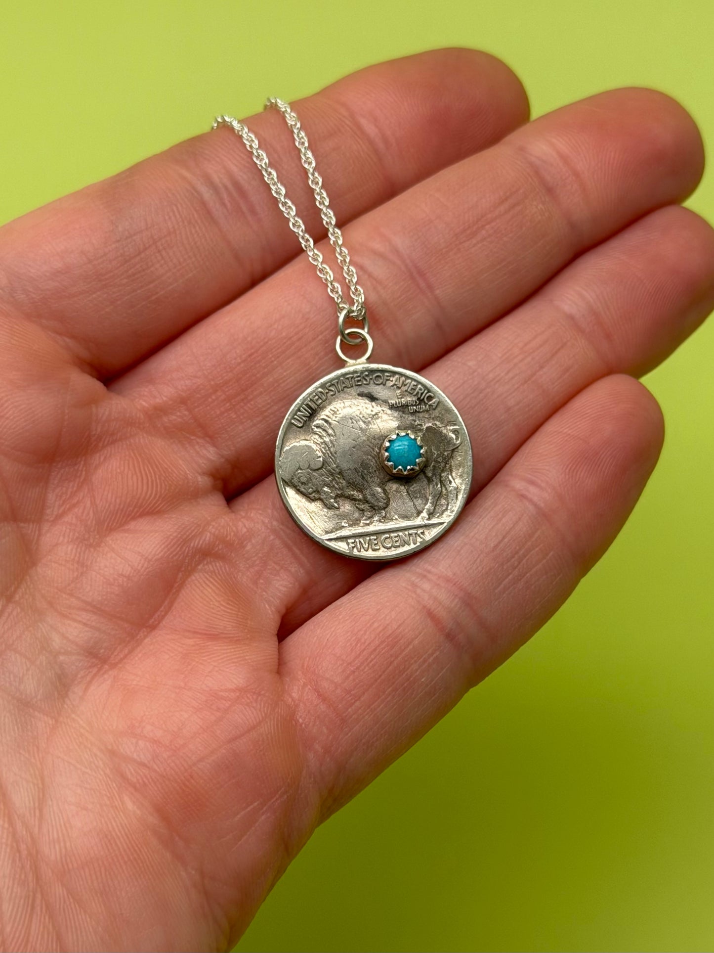 Turquoise Buffalo Nickel Necklace
