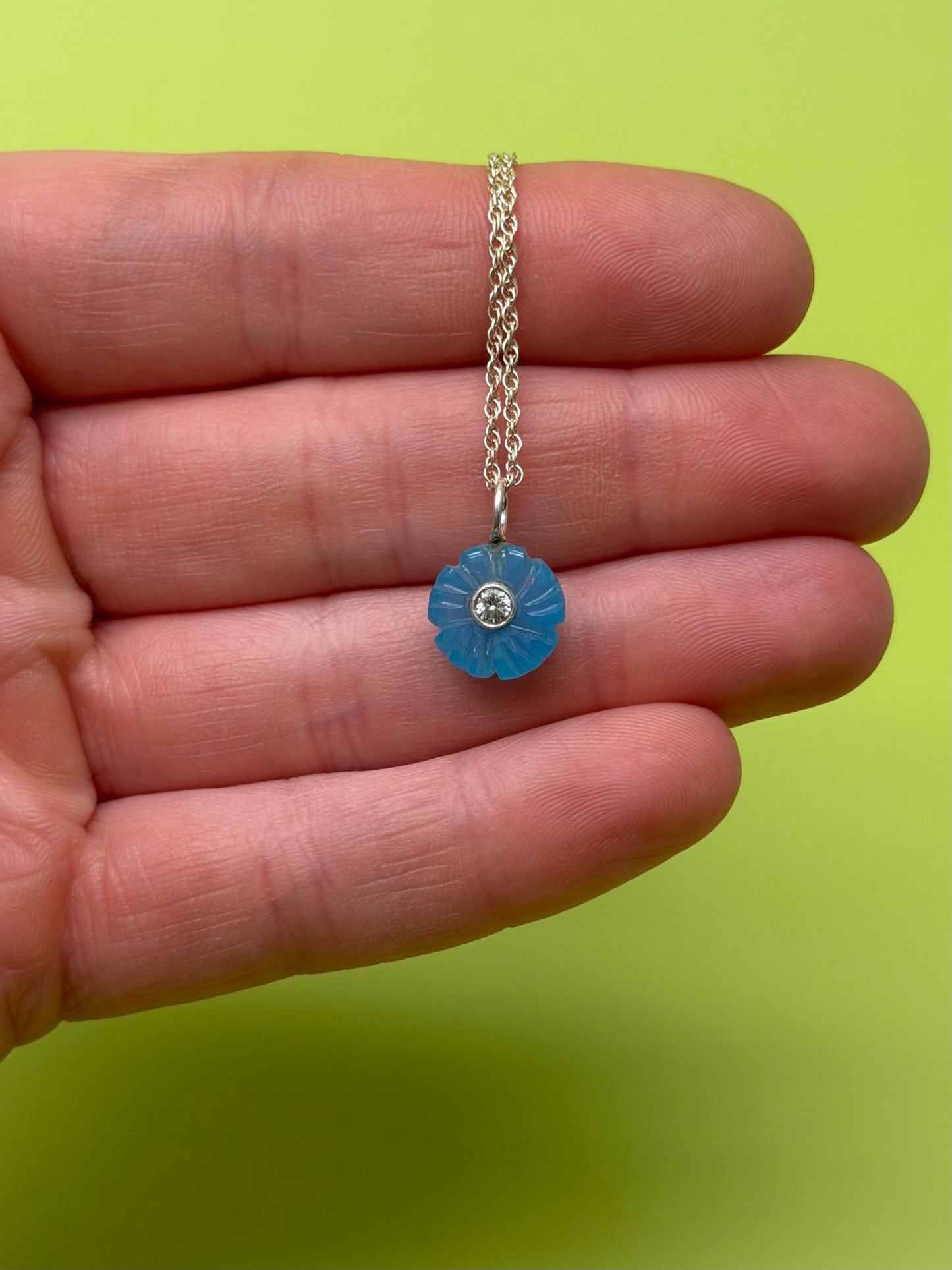 Carved Gemstone Necklace in Sterling Silver