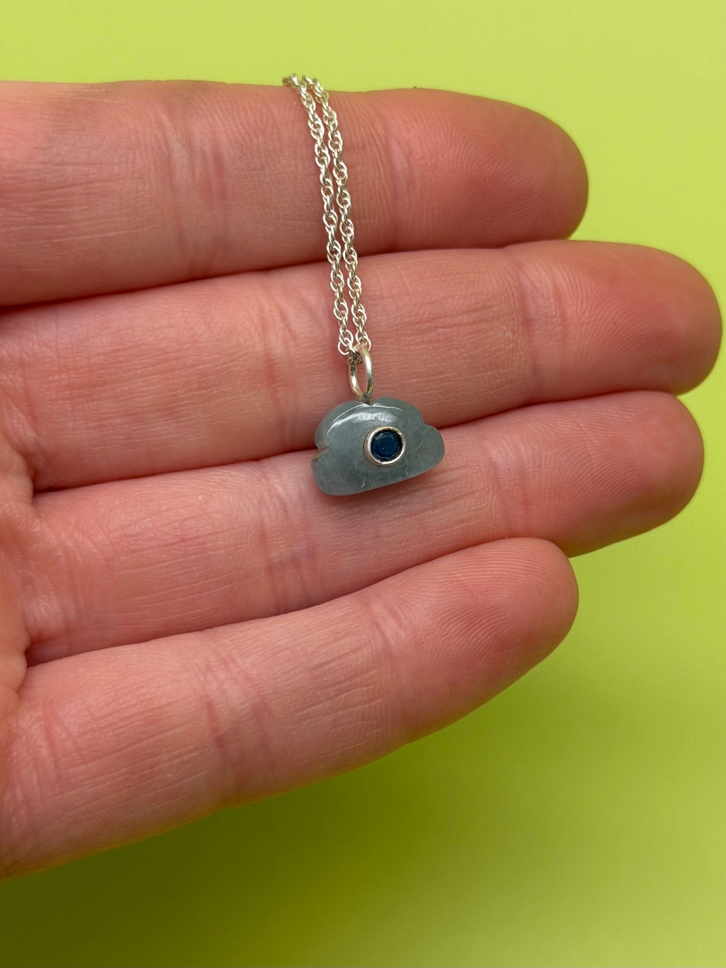 Carved Gemstone Necklace in Sterling Silver