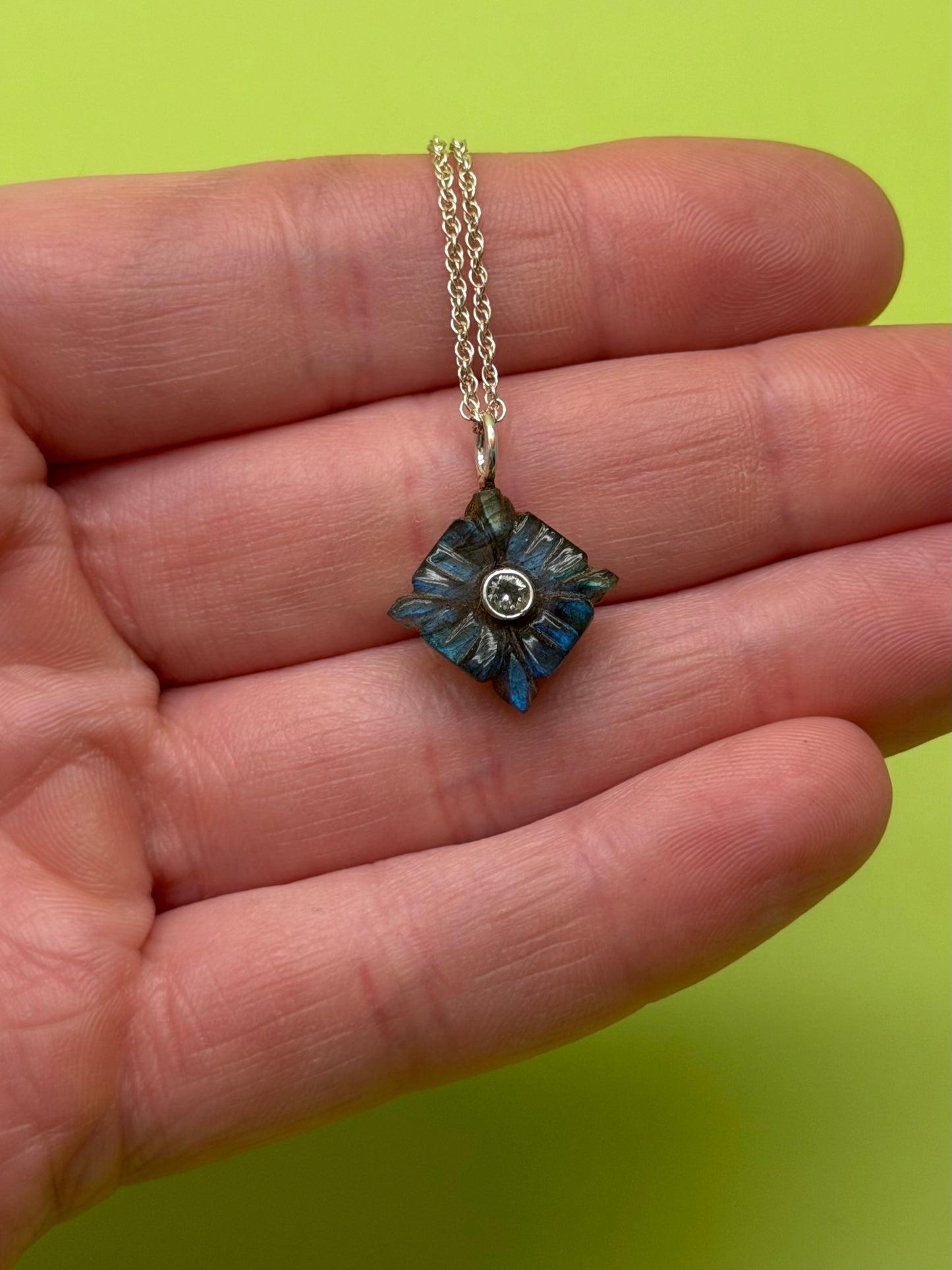 Carved Gemstone Necklace in Sterling Silver