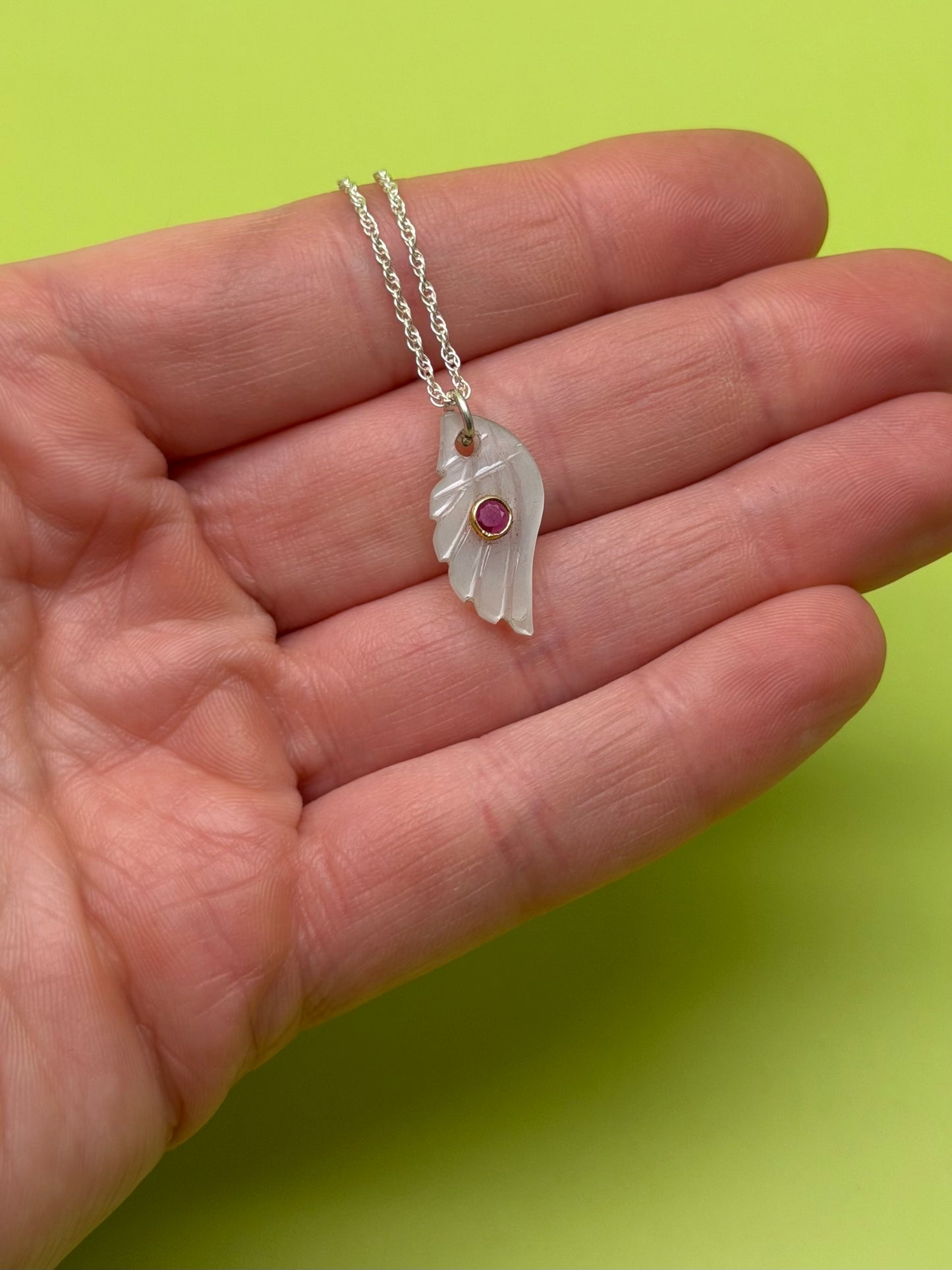 Carved Gemstone Necklace in Sterling Silver