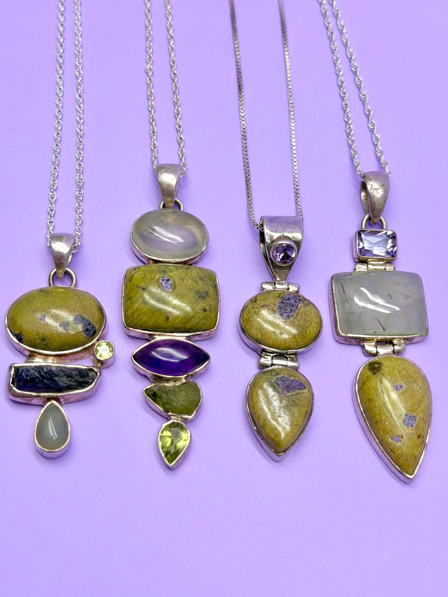 Atlantasite & Amethyst Necklaces