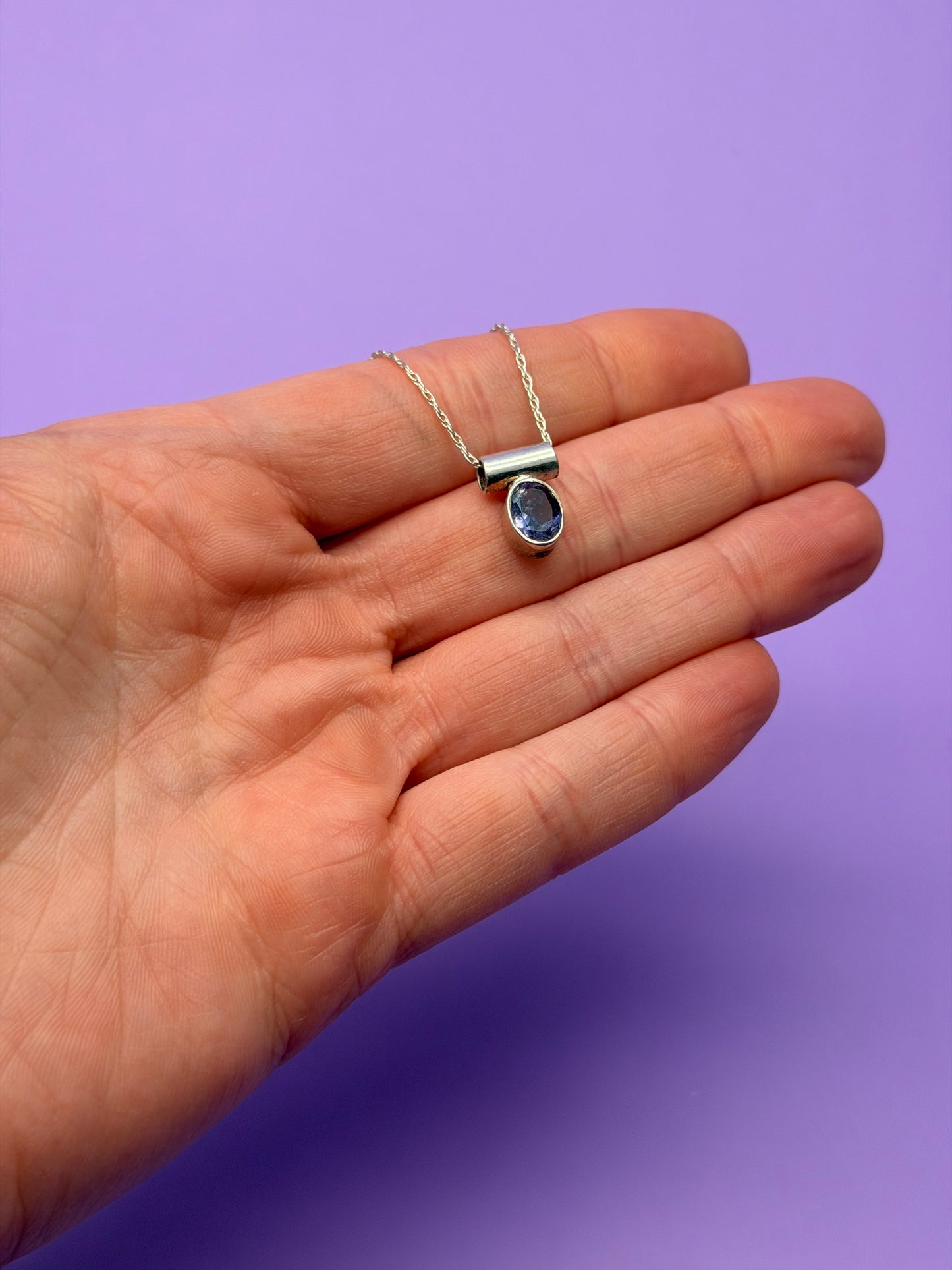 Iolite Dainty Sterling Silver Necklace