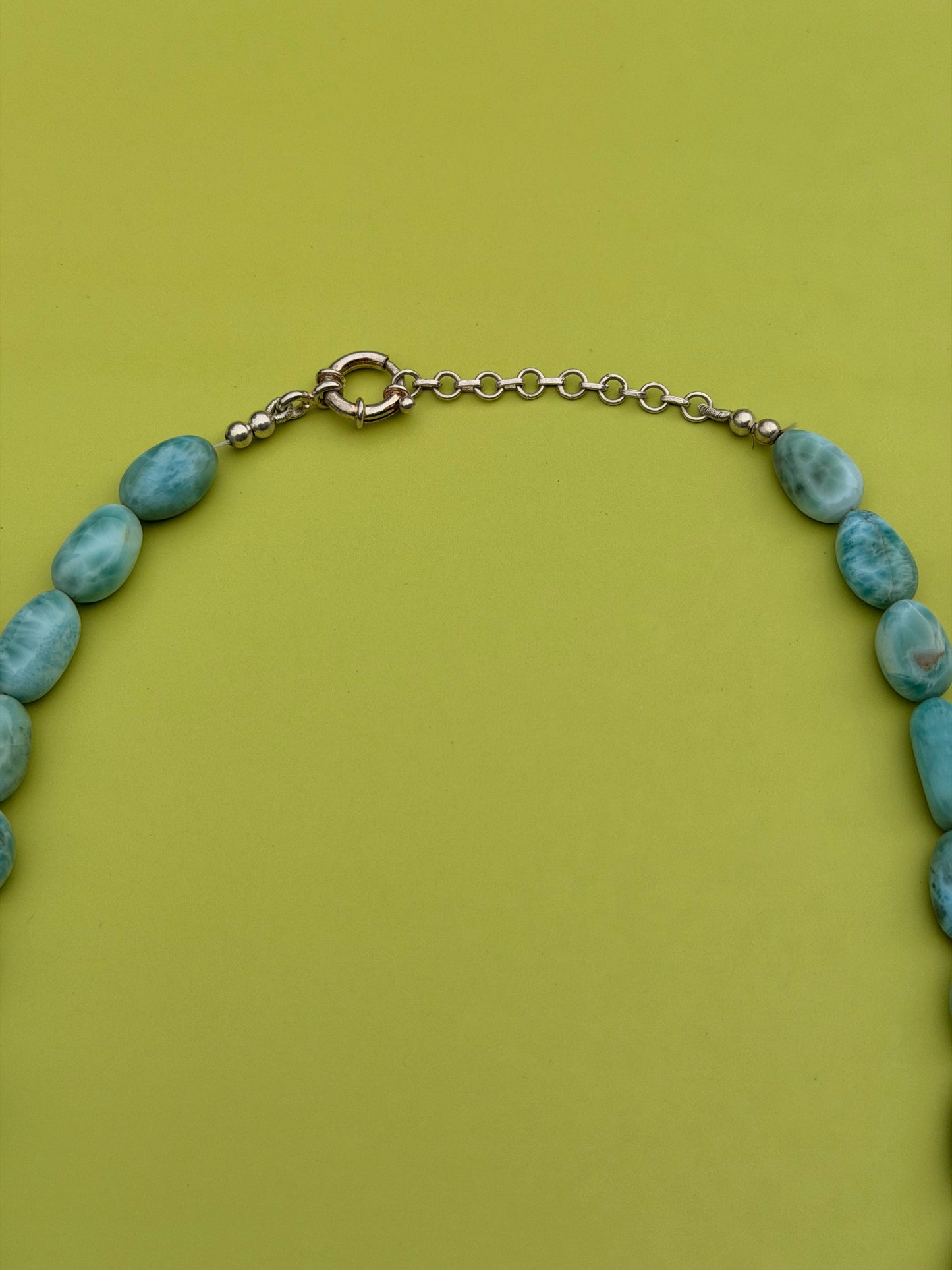 Grade AAA Gemmy Larimar Sterling Silver Toggle Necklace