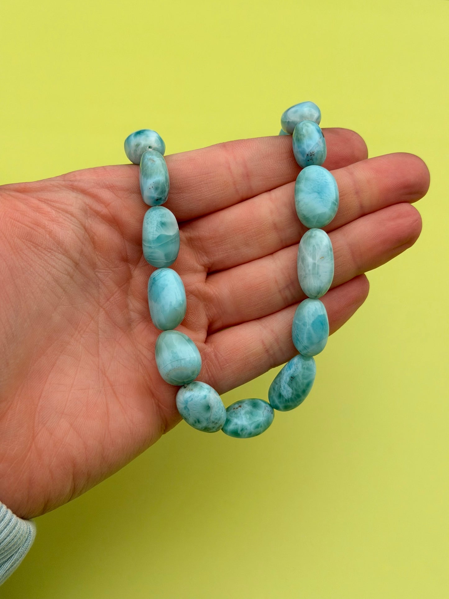 Grade AAA Gemmy Larimar Sterling Silver Toggle Necklace