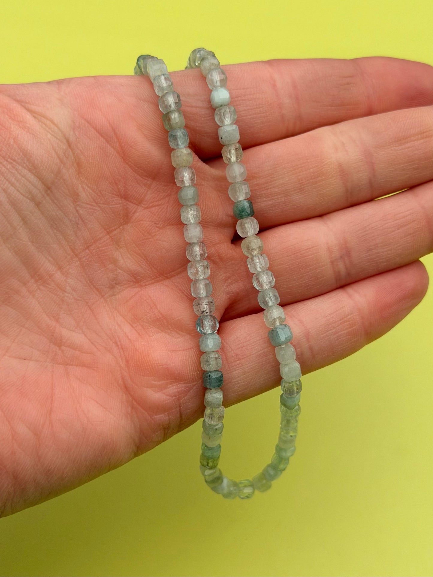 Cubed Faceted Aquamarine Strand
