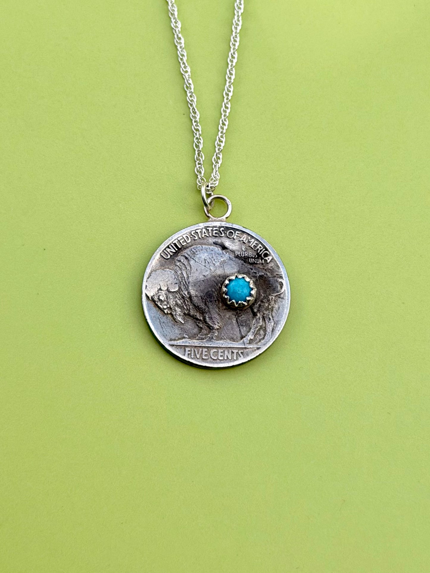 Turquoise Buffalo Nickel Necklace