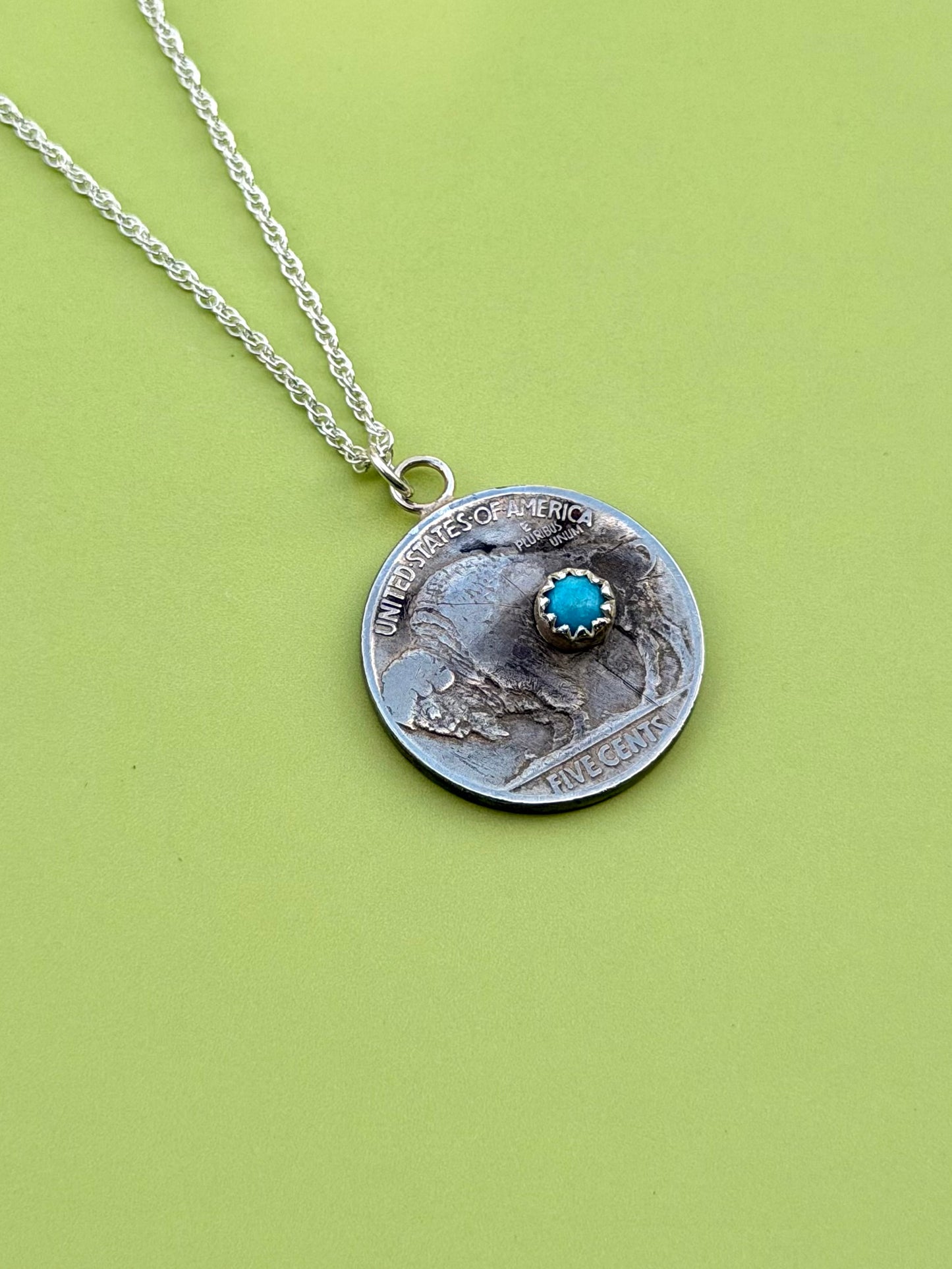Turquoise Buffalo Nickel Necklace