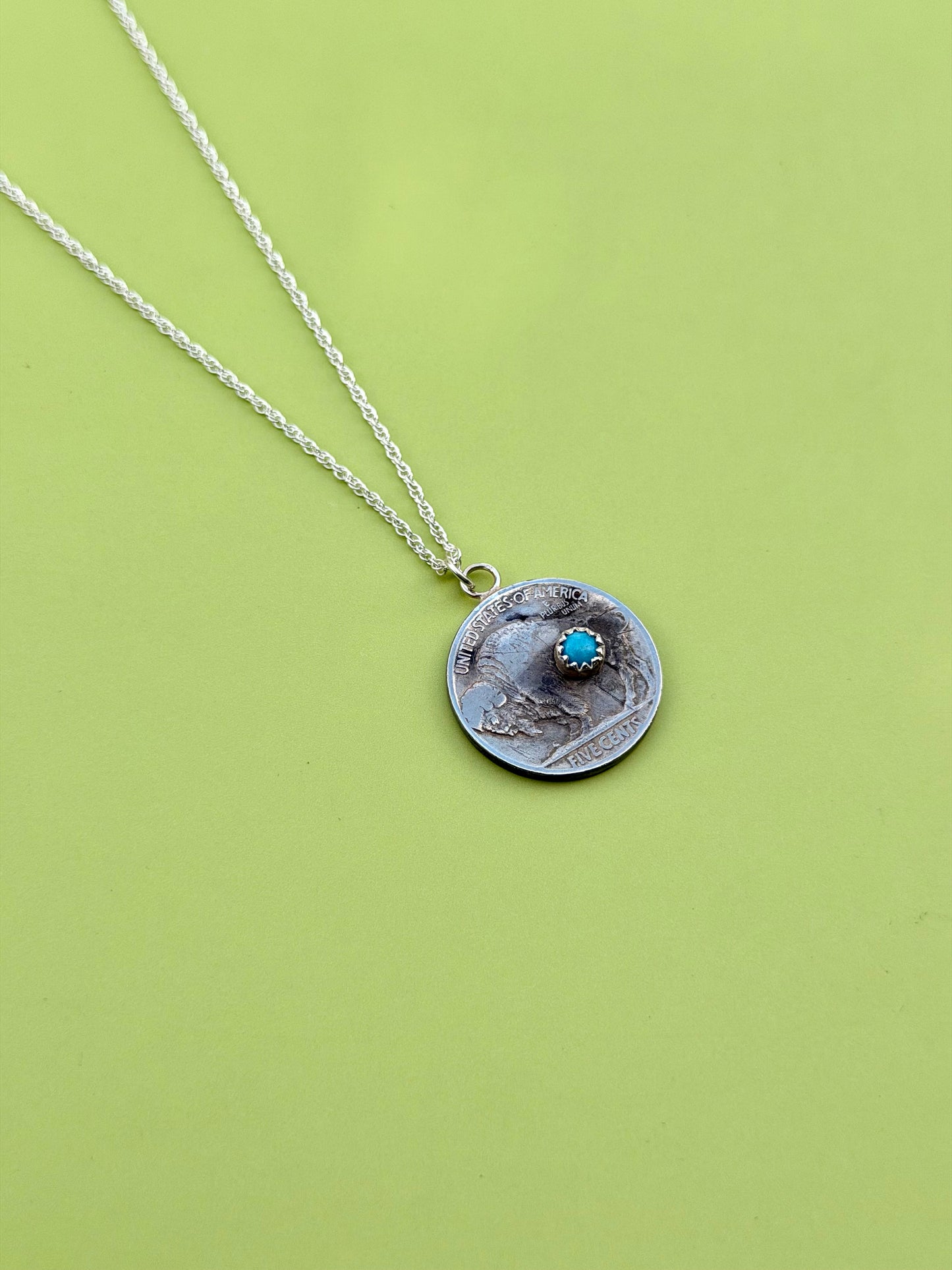 Turquoise Buffalo Nickel Necklace