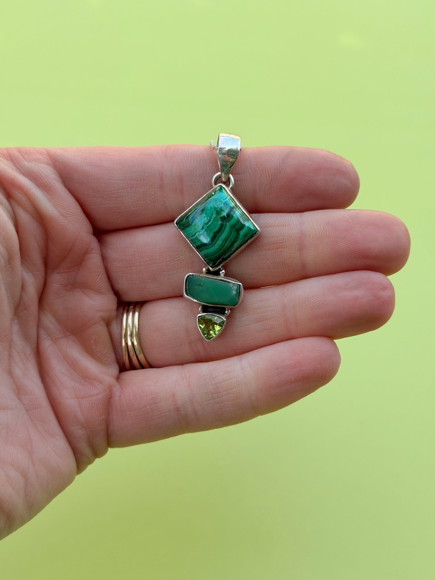 Malachite, Peridot & Chrysoprase Multistone Necklace