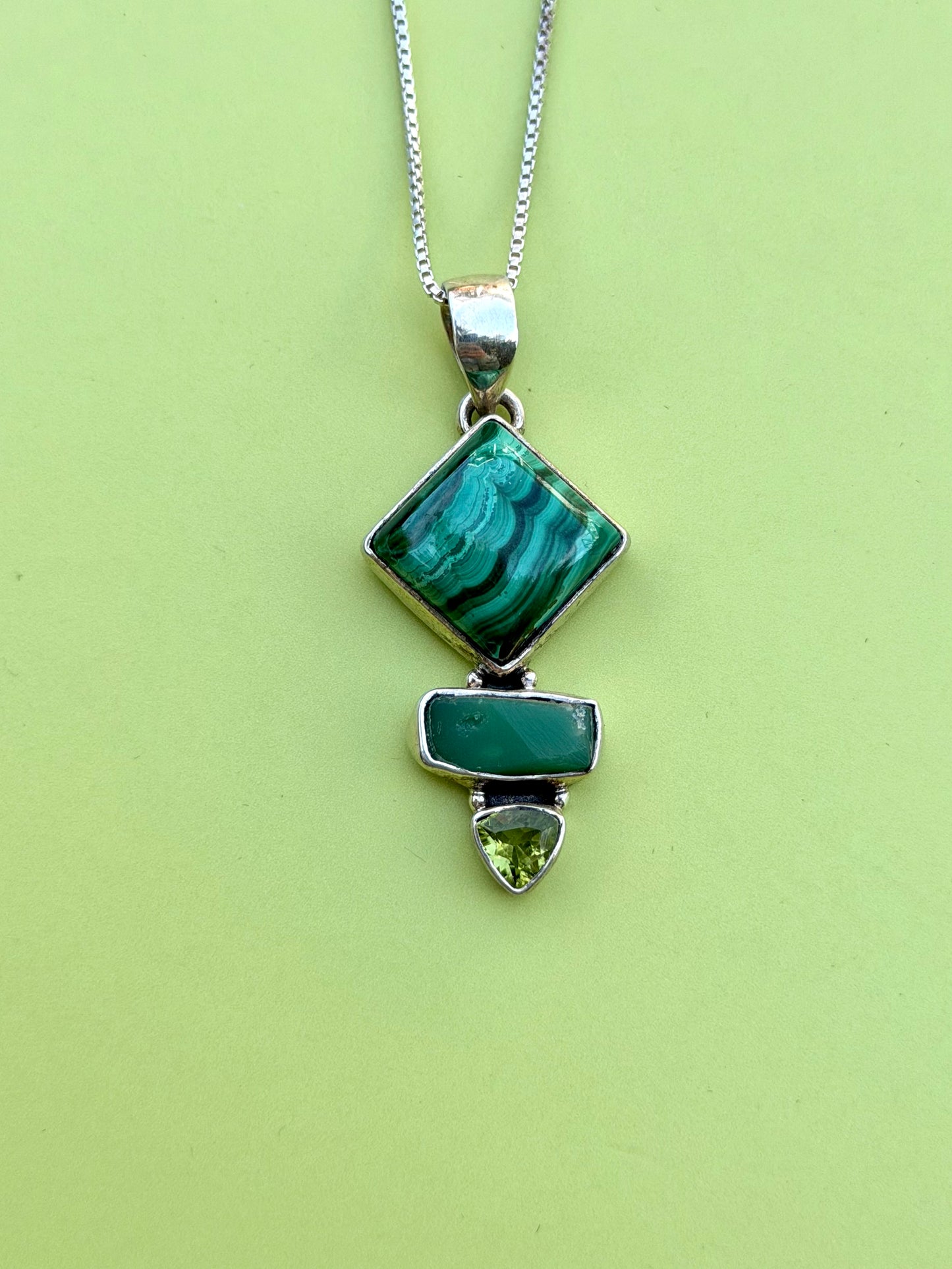 Malachite, Peridot & Chrysoprase Multistone Necklace