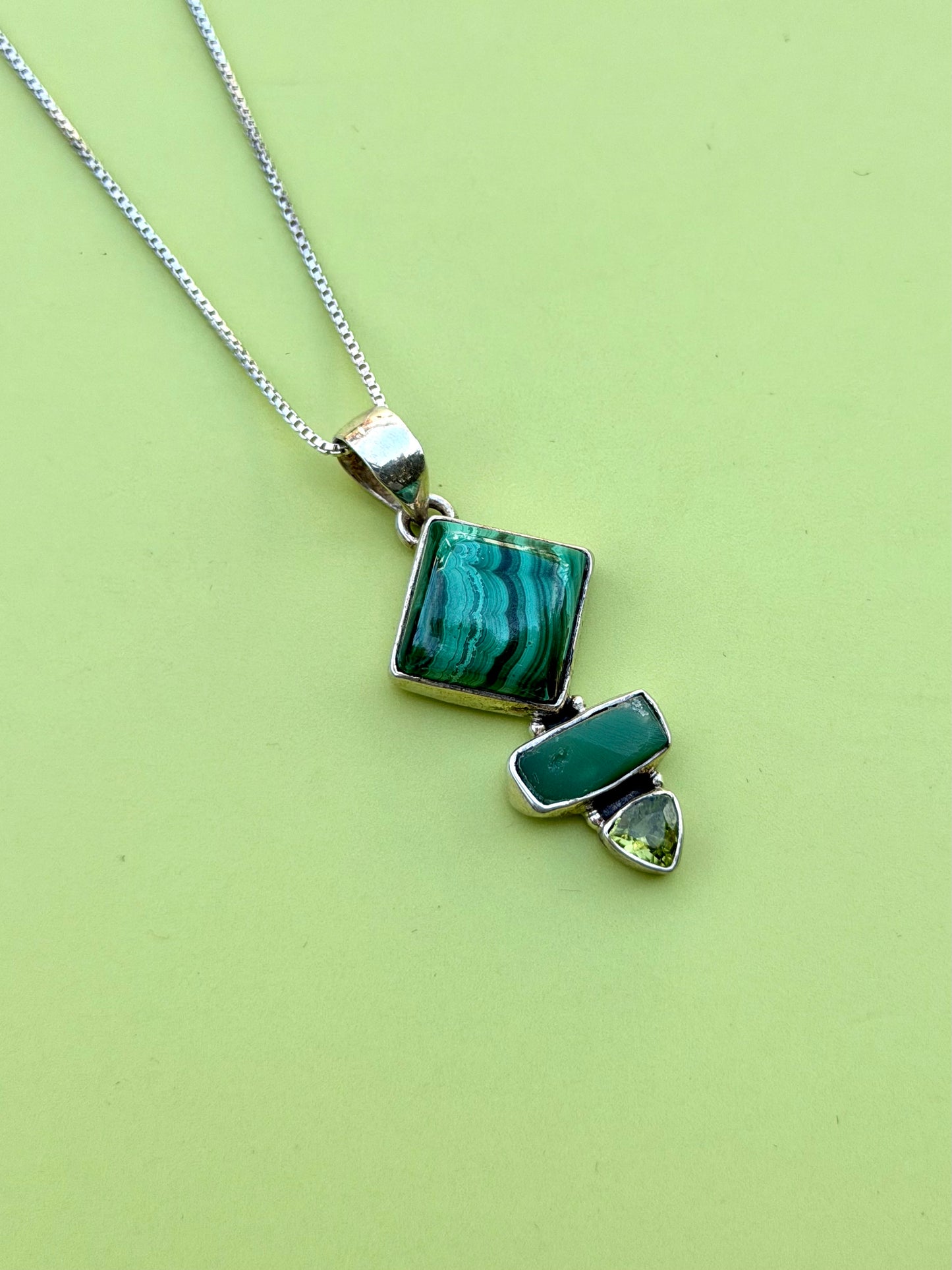 Malachite, Peridot & Chrysoprase Multistone Necklace