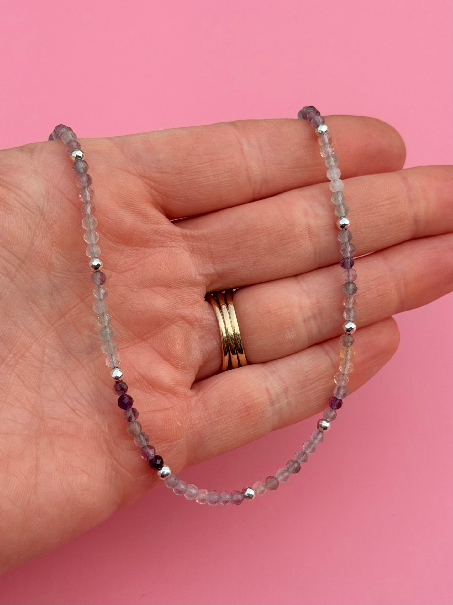 Sterling Silver Tricolor Fluorite Strand 18”
