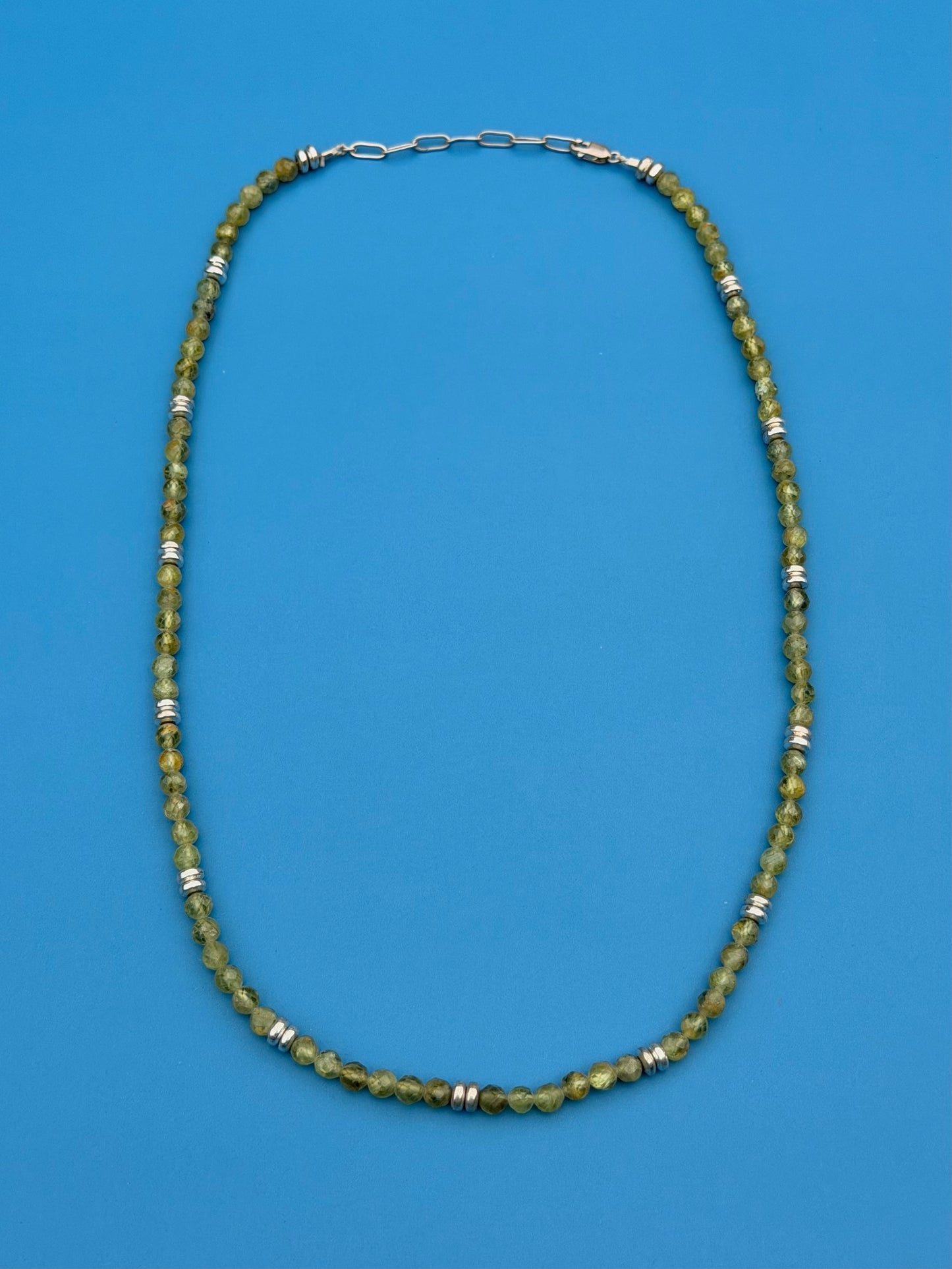 Peridot & Silver Hematite Strand